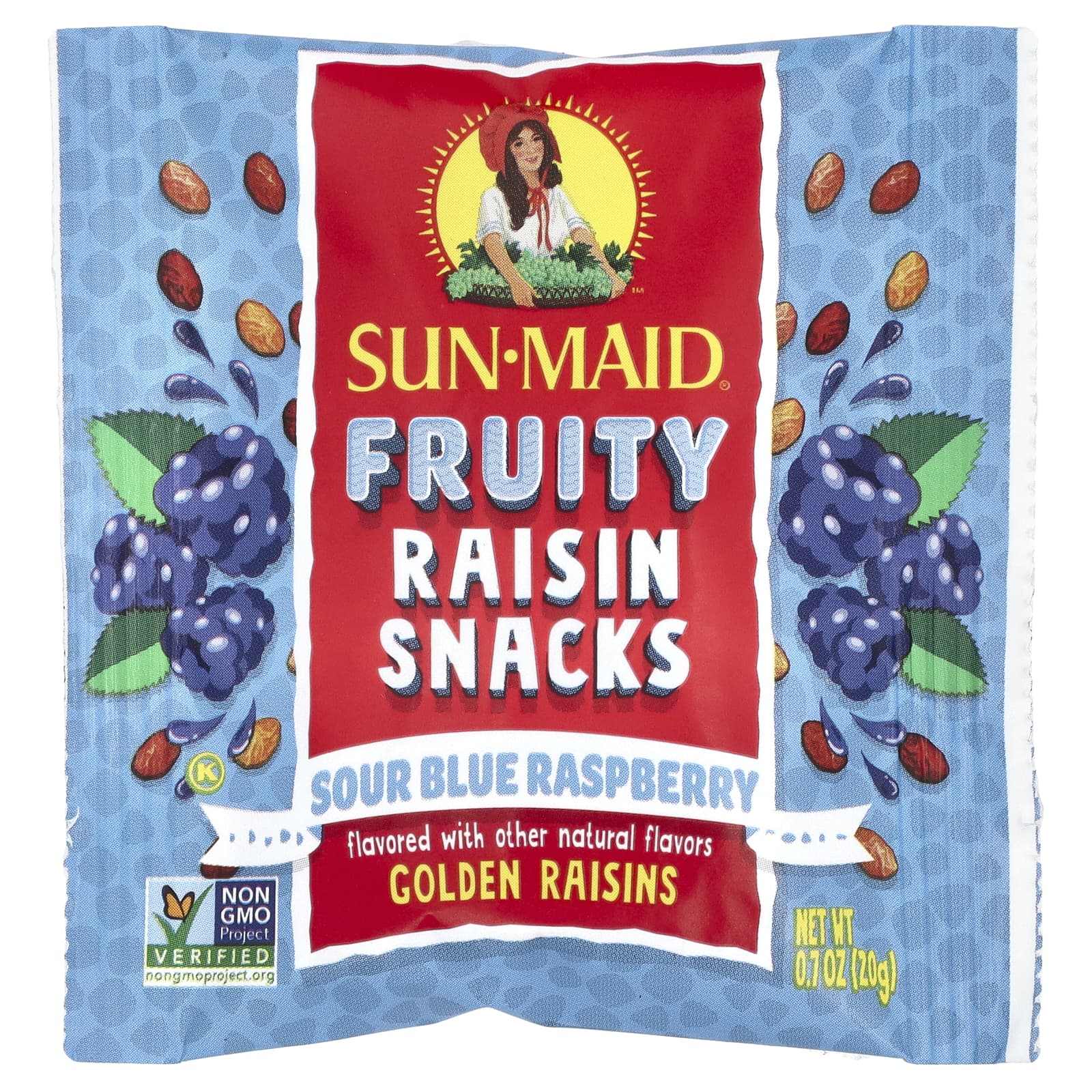 Sun-Maid, Фруктовый изюм, кислая голубая малина, 7 пакетиков по 20 г (0,7 унции)