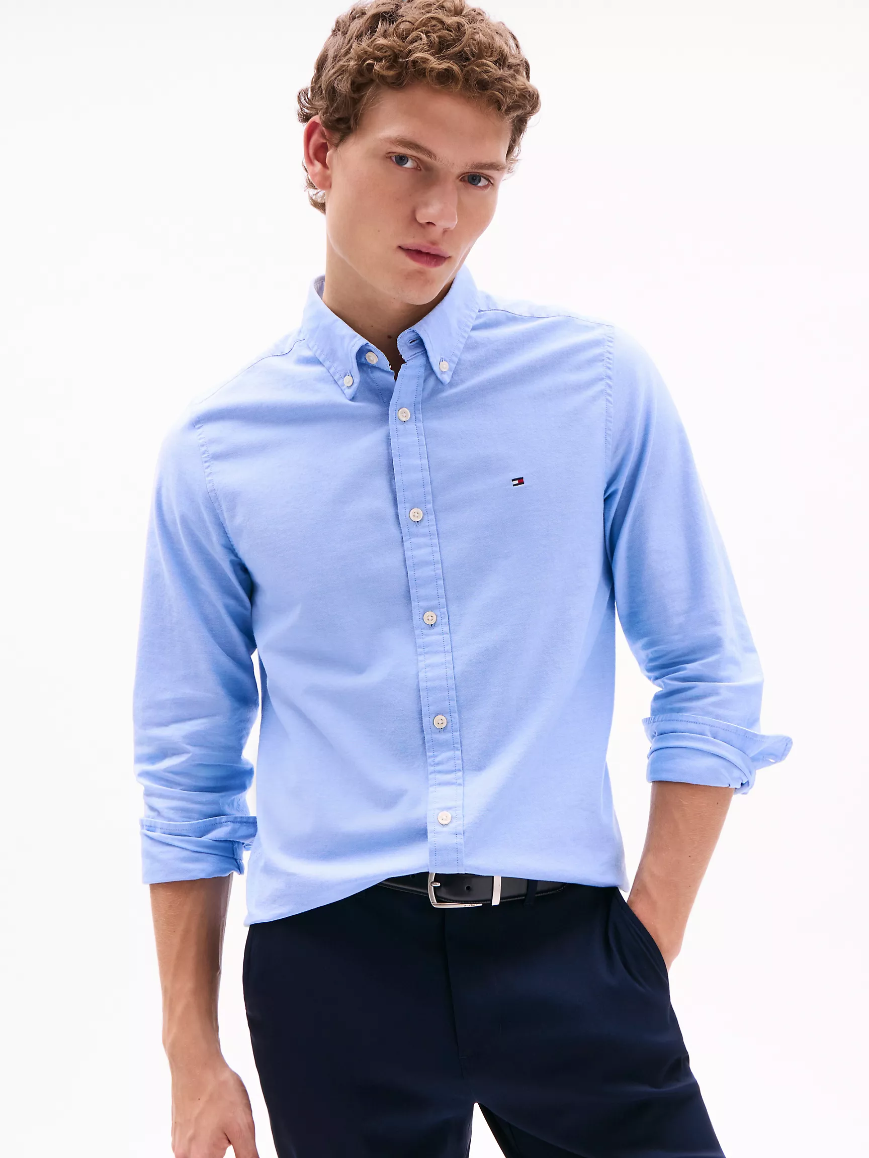 Мужская рубашка Tommy Hilfiger, Приталенная рубашка из оксфорда