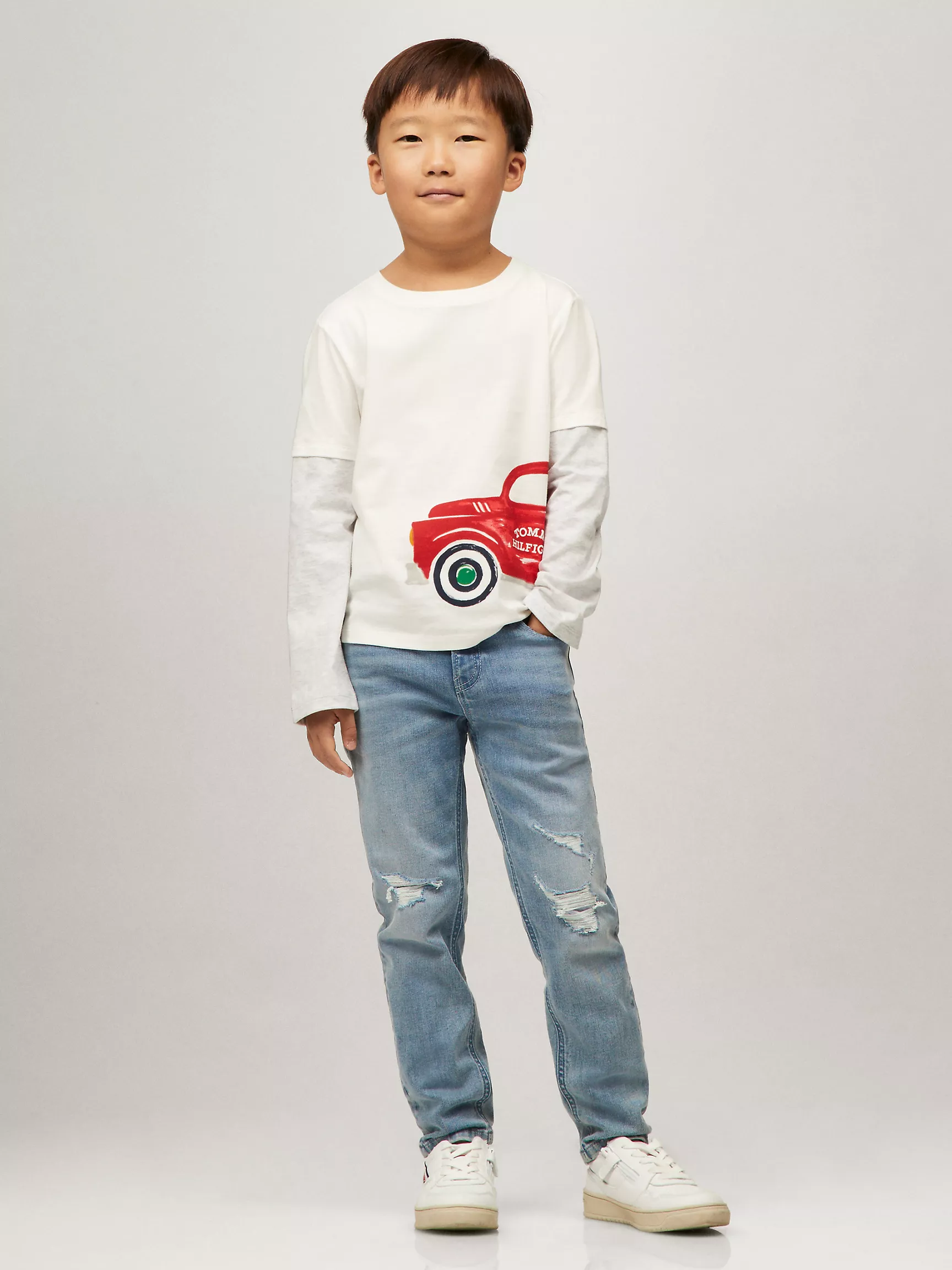 Футболка Tommy Hilfiger для мальчиков, Детская футболка с логотипом в виде праздничного грузовика