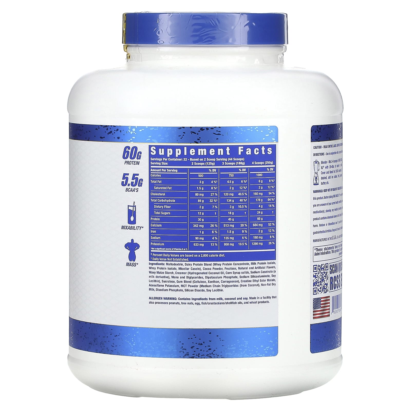 Ronnie Coleman, Signature Series, King Mass XL, темный шоколад, 2,75 кг (6 фунтов)