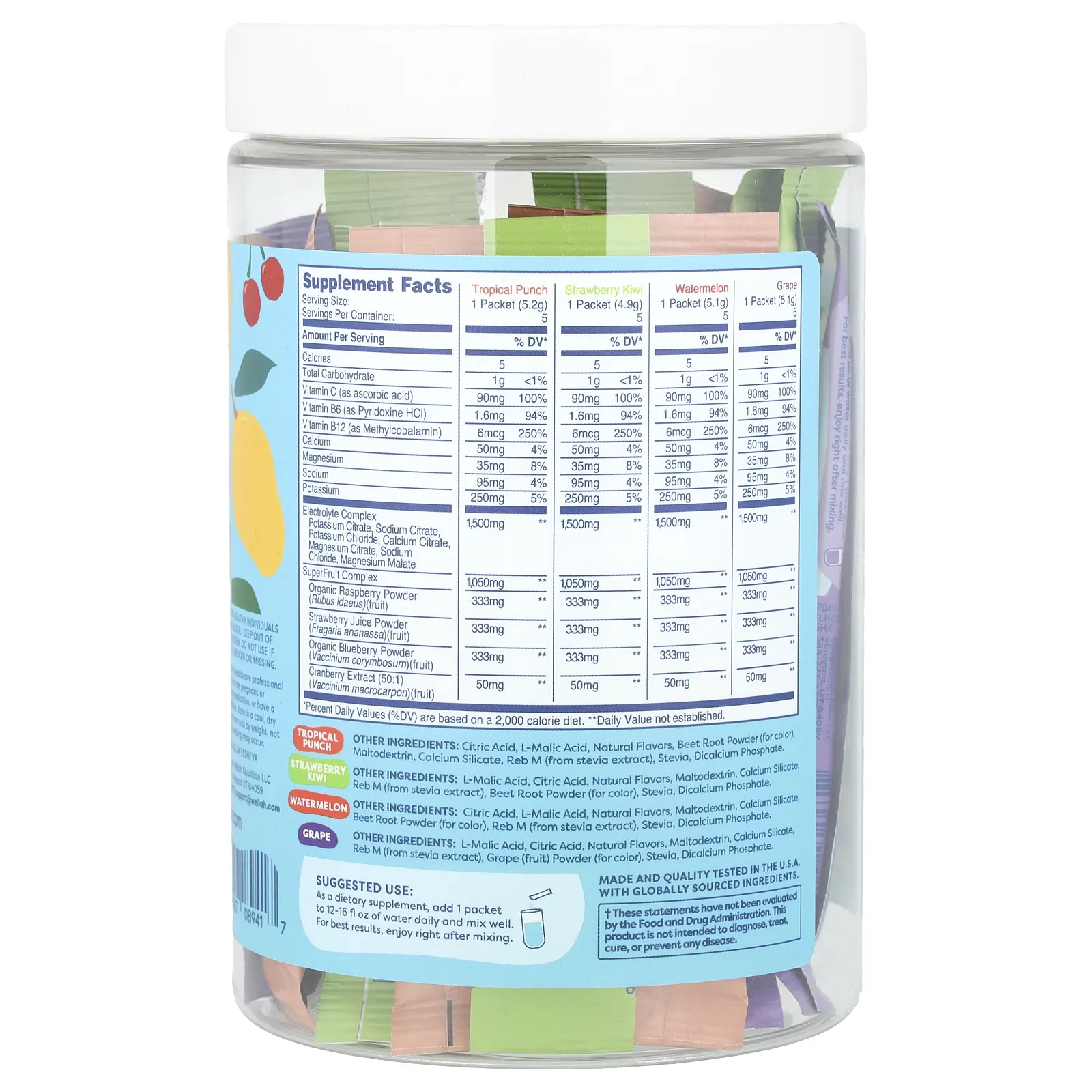 Wellah, Splish Splash Hydration, разнообразные, 20 пакетиков по 4,9–5,2 г (0,2 унции)