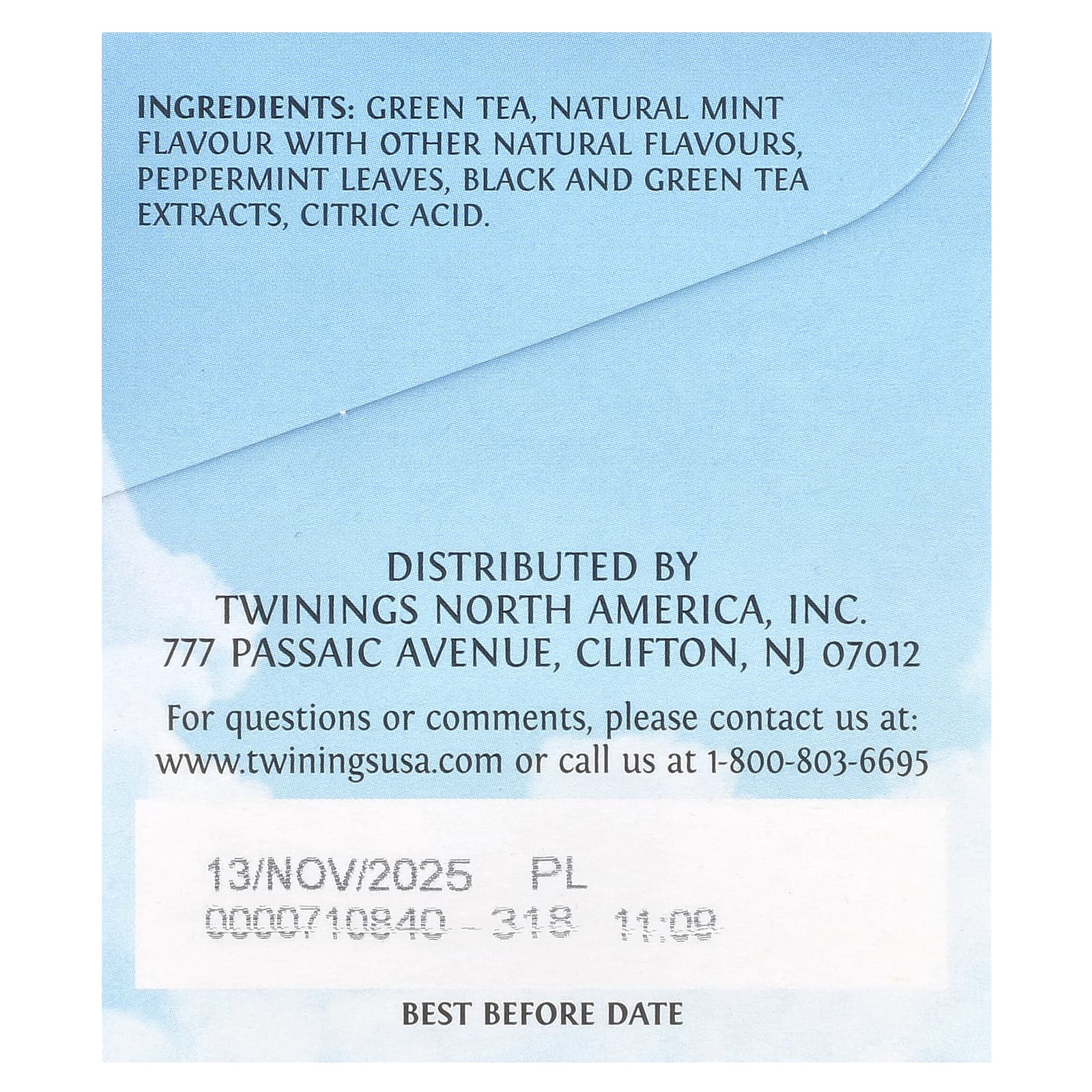 Twinings, холодный чай со льдом, несладкий зеленый чай, вкус мяты, 20 индивидуальных чайных пакетиков, 40 г (1,41 унции)