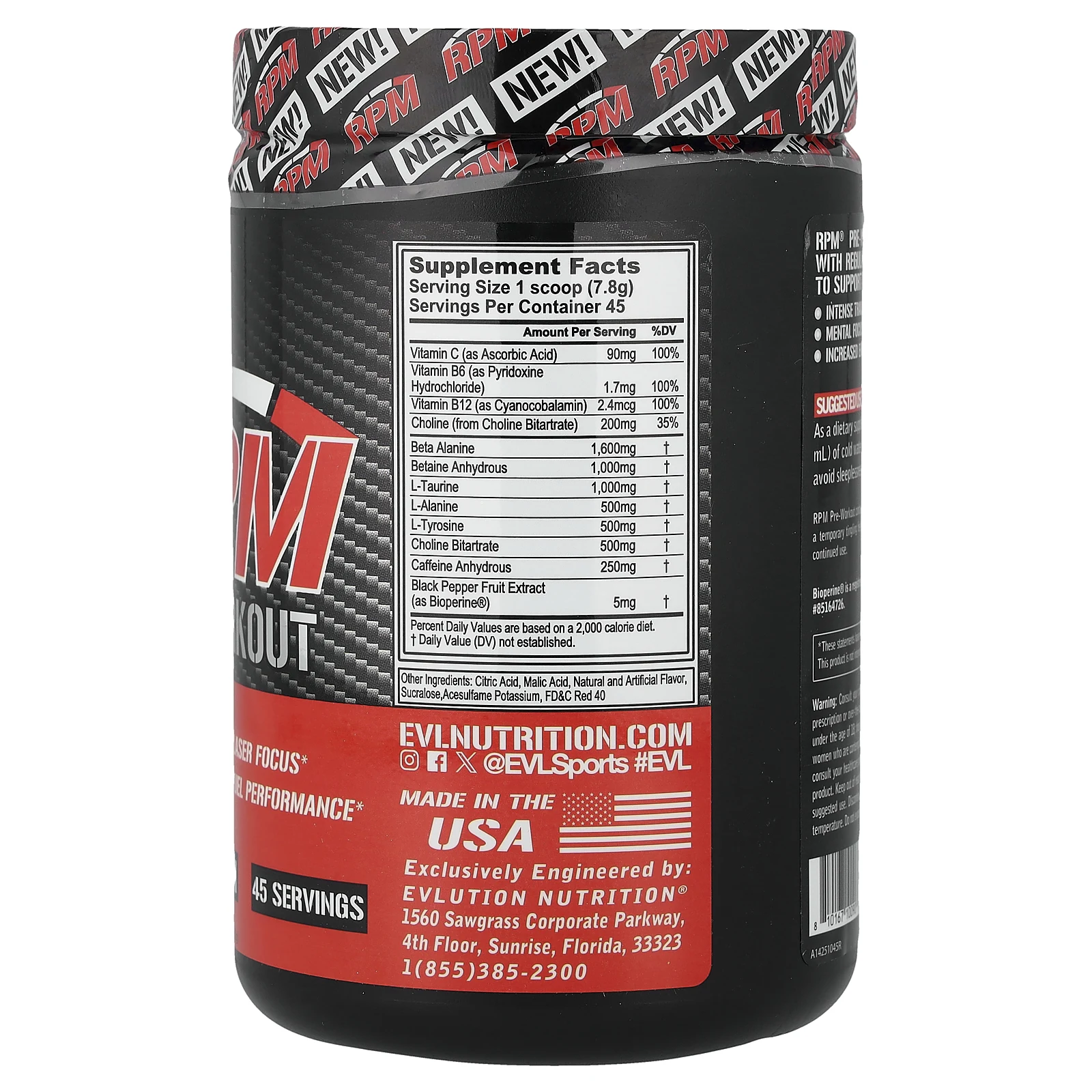 EVLution Nutrition, RPM, предтренировочный комплекс, тропический пунш, 351 г (12,4 унции)