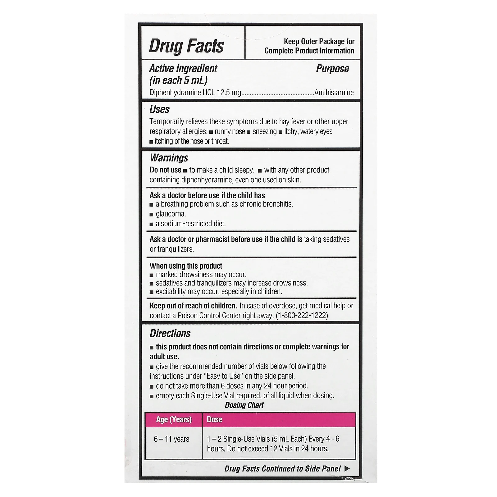 DrKids, средство от аллергии, для детей от 6 до 11 лет, ягодное ассорти, 20 одноразовых флаконов по 5 мл (0,17 жидк. унции)