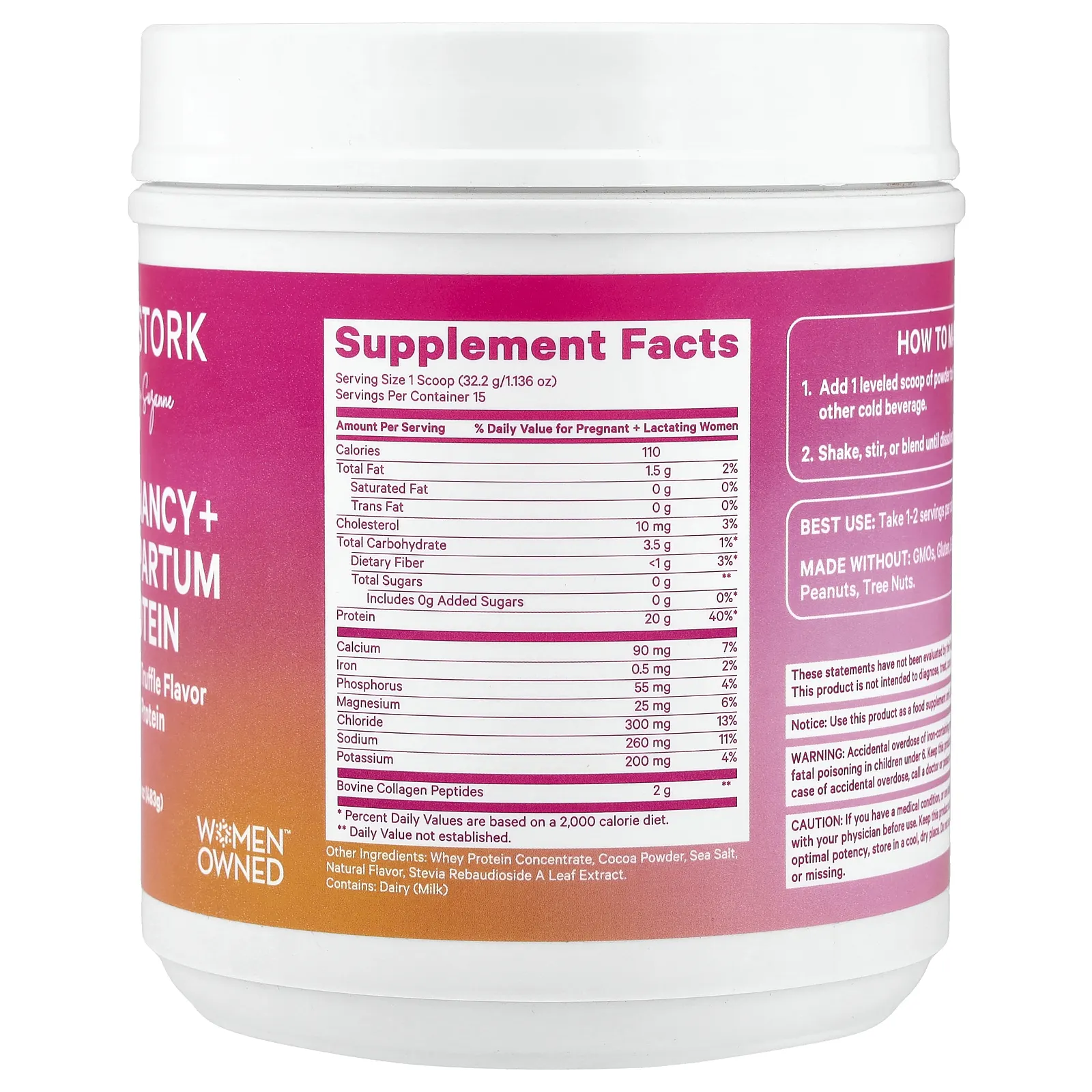 Pink Stork, протеин для беременных и послеродовых заболеваний, со вкусом шоколадного трюфеля, 483 г (17,04 унции)