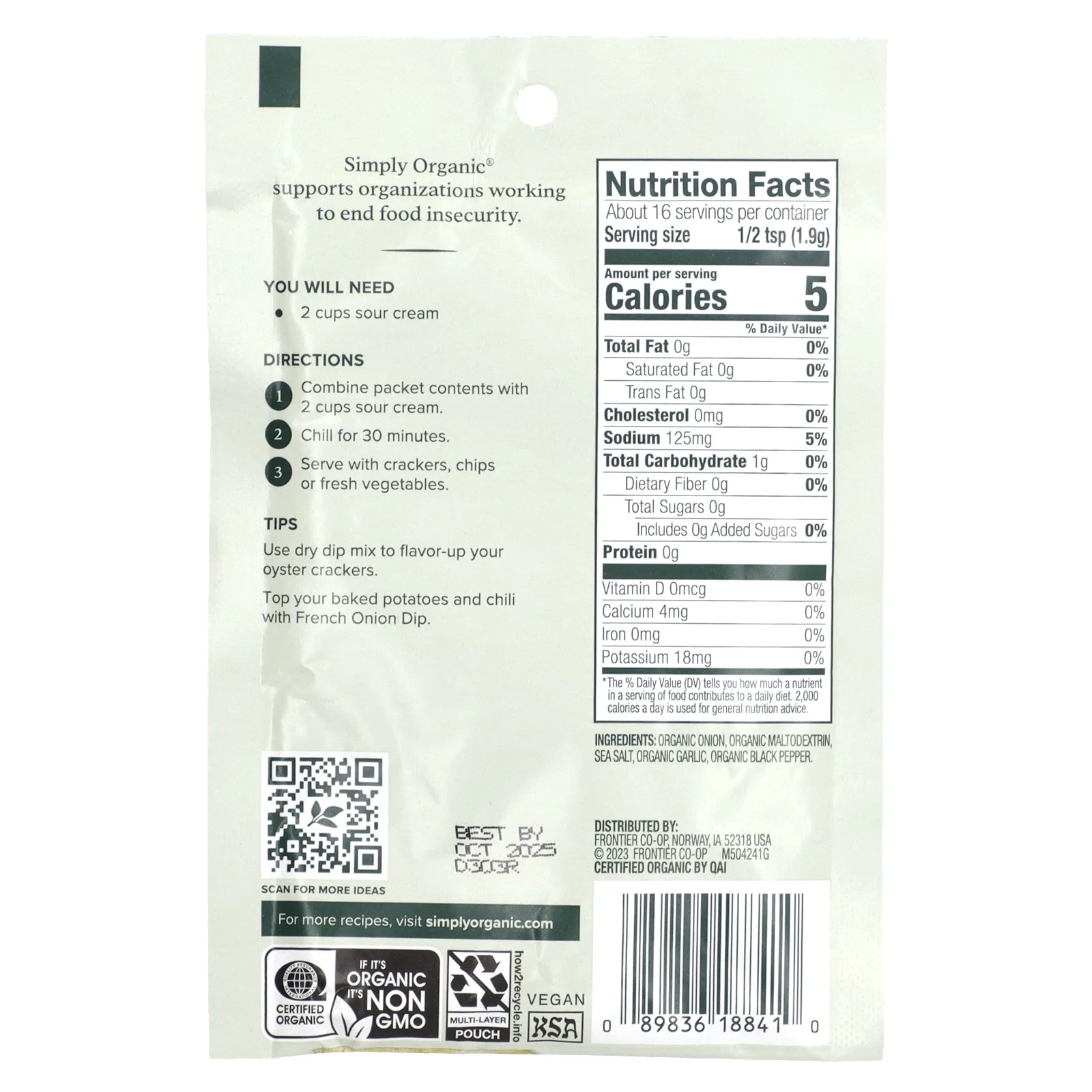 Simply Organic, французская смесь для приготовления лукового соуса, 3 пакетика по 31 г (1,10 унции)