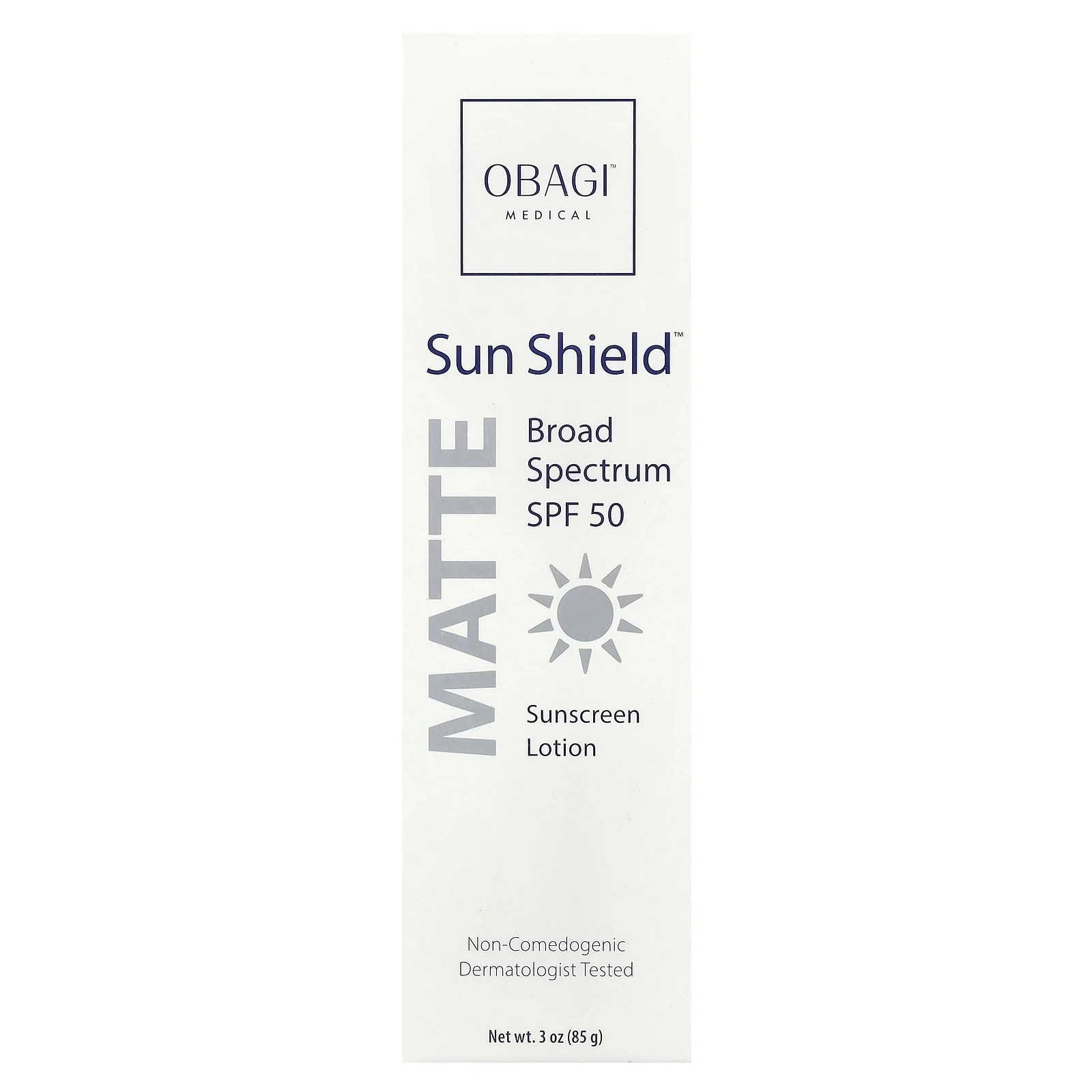 Obagi, Sun Shield ™ Matte, солнцезащитный лосьон, SPF 50, 85 г (3 унции)