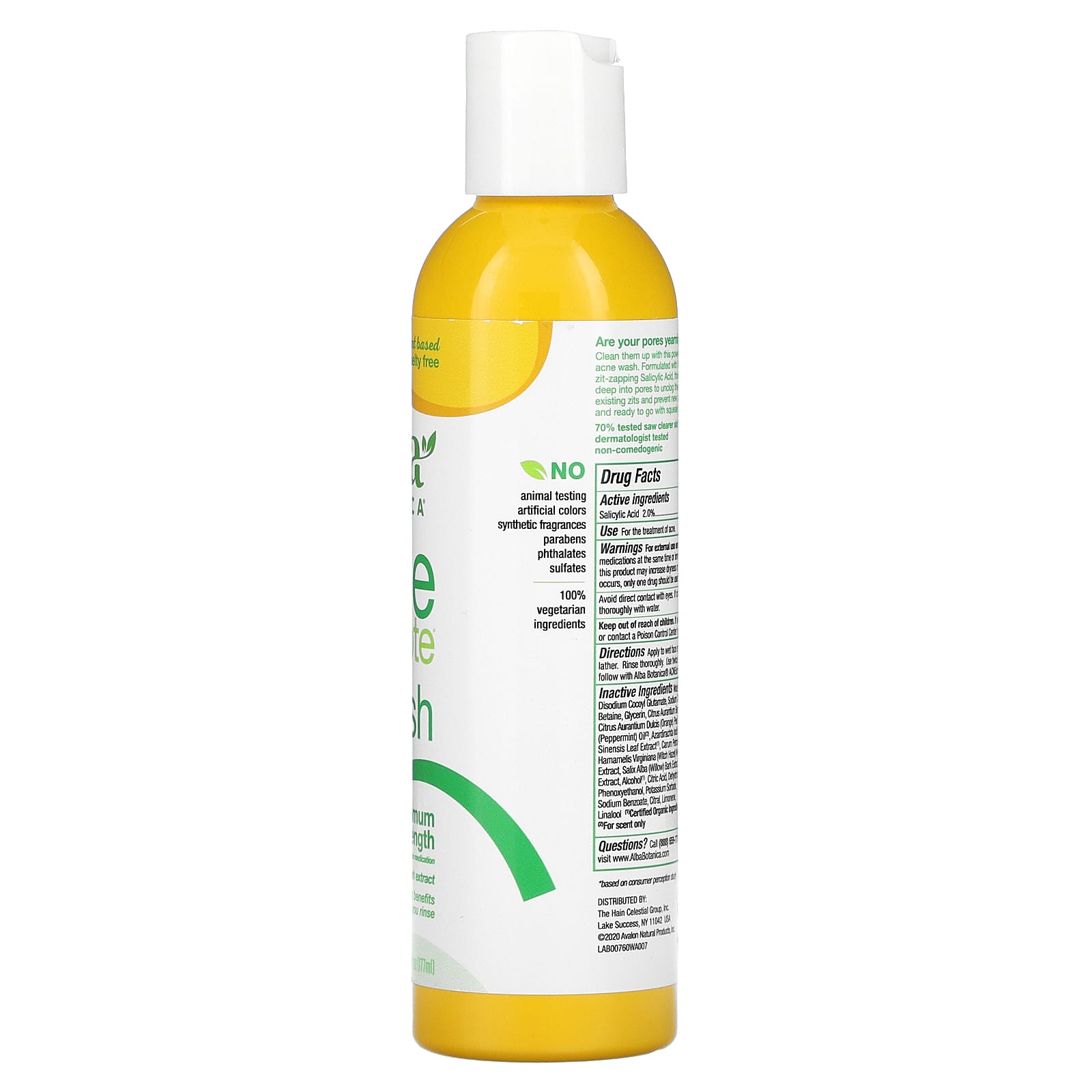 Alba Botanica, Acne Dote, средство от акне, глубокое очищение пор, не содержит масла, 177 мл (6 жидких унций)