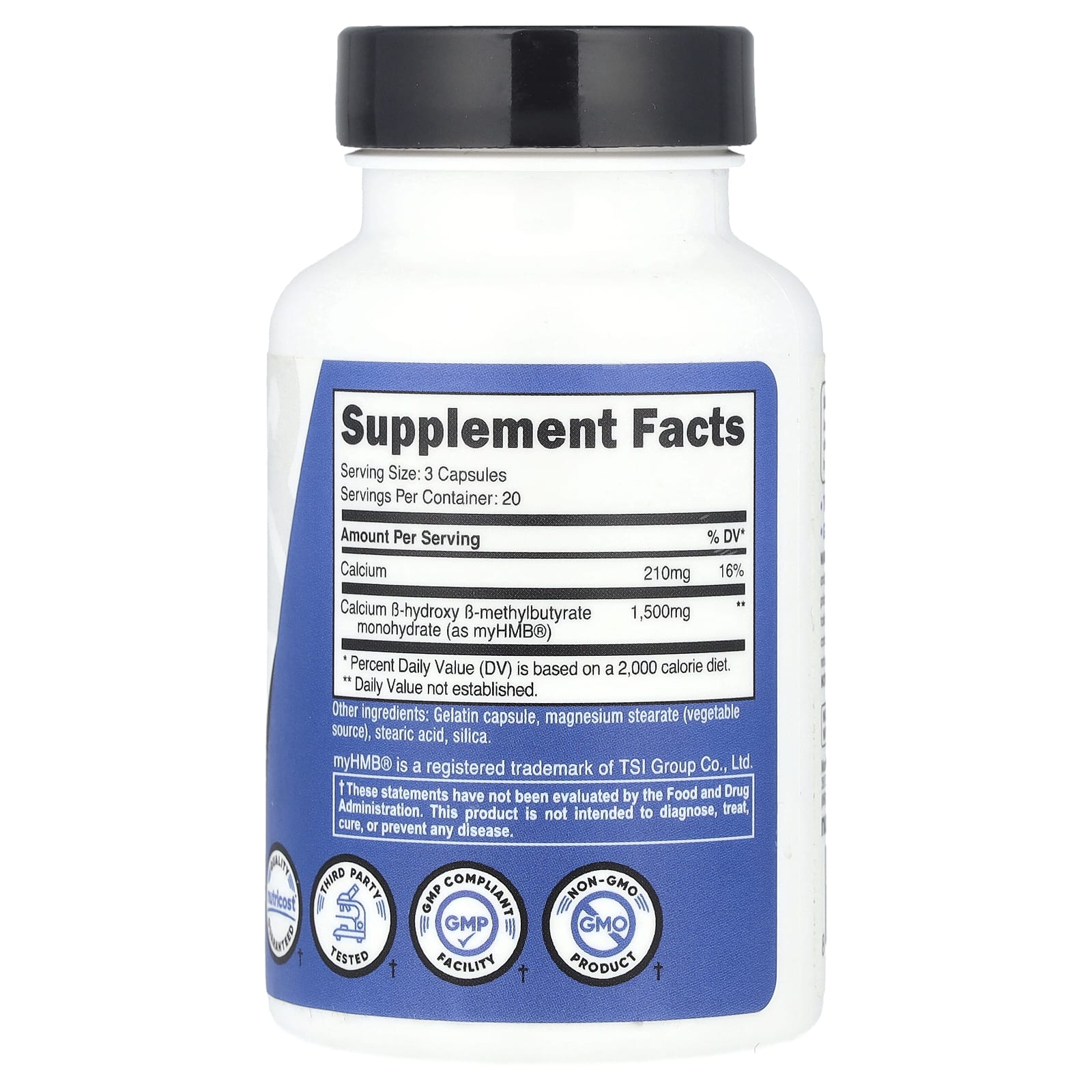 Nutricost, Performance, myHMB®, 1500 мг, 60 капсул (500 мг в 1 капсуле)