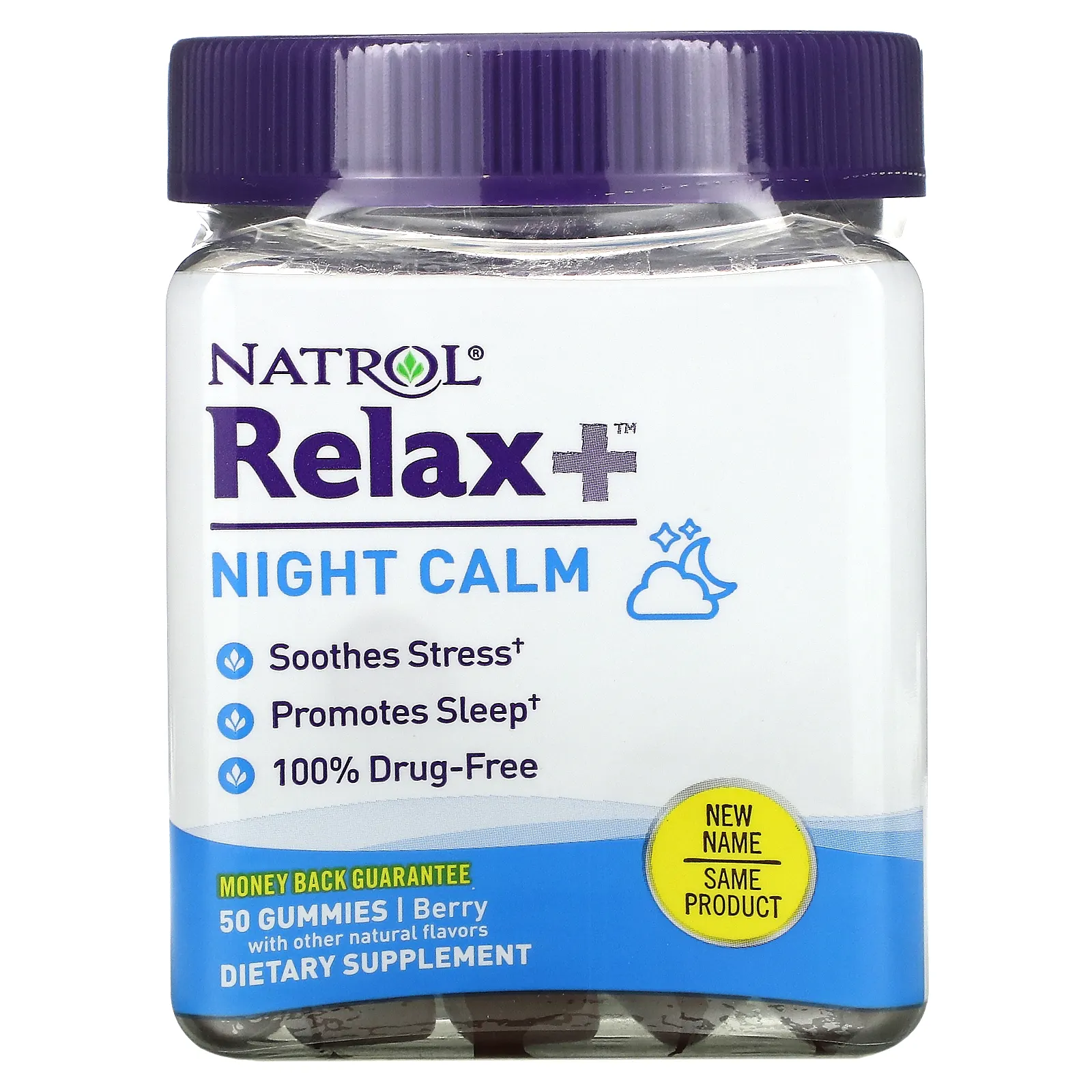 Natrol, Relax +, Night Calm, ягодный, 50 жевательных таблеток