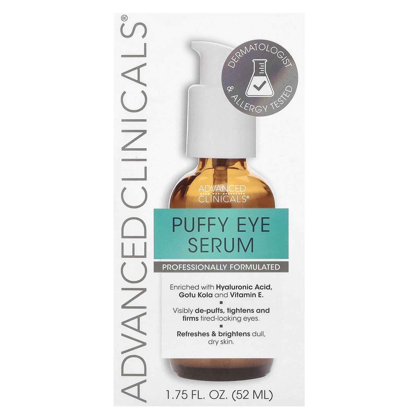 Advanced Clinicals, Puffy Eye Serum, профессиональная корректирующая сыворотка, 52 мл (1,75 жидк. Унции)