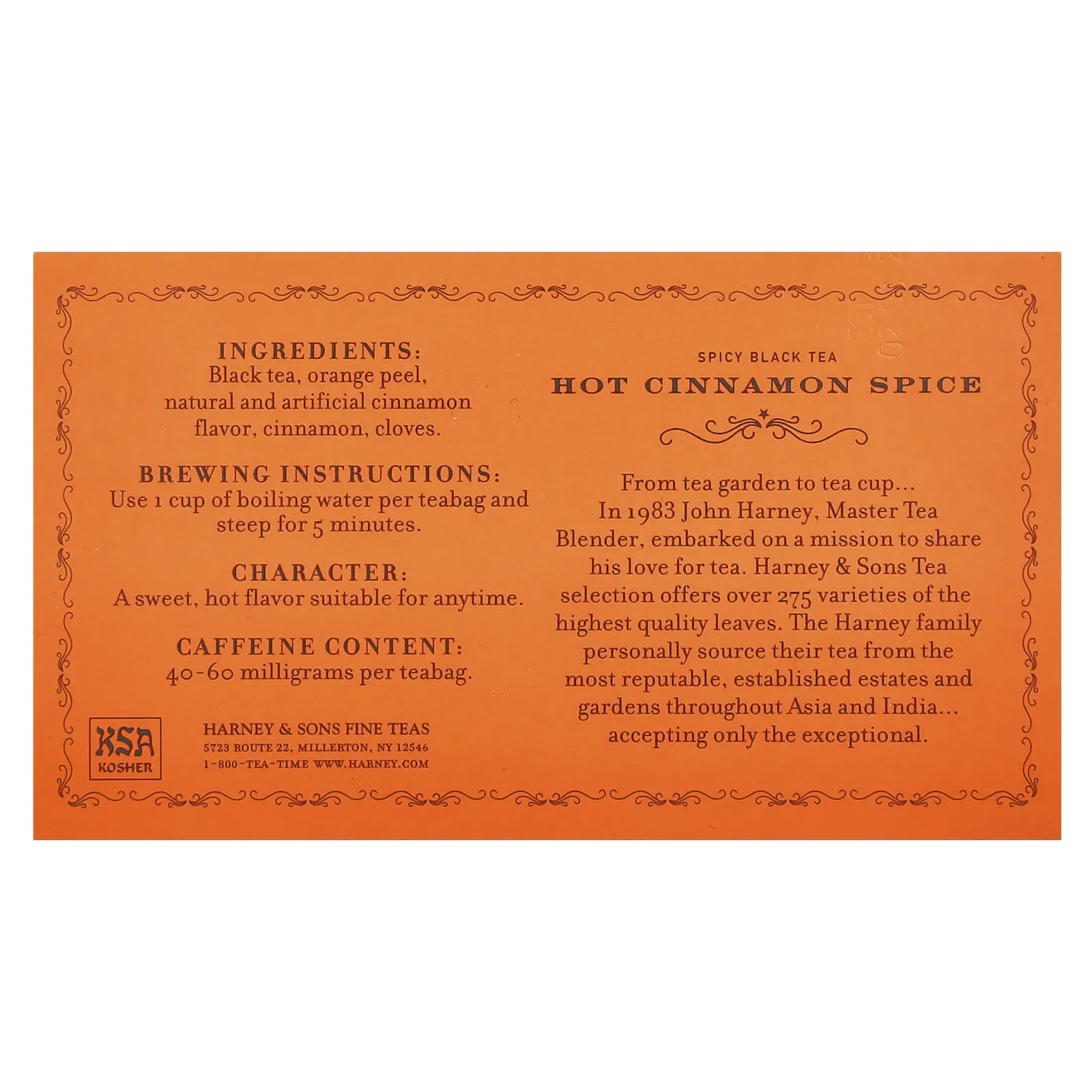 Harney & Sons, Пряный черный чай, горячая корица, 50 чайных пакетиков, 90 г (3,17 унции)