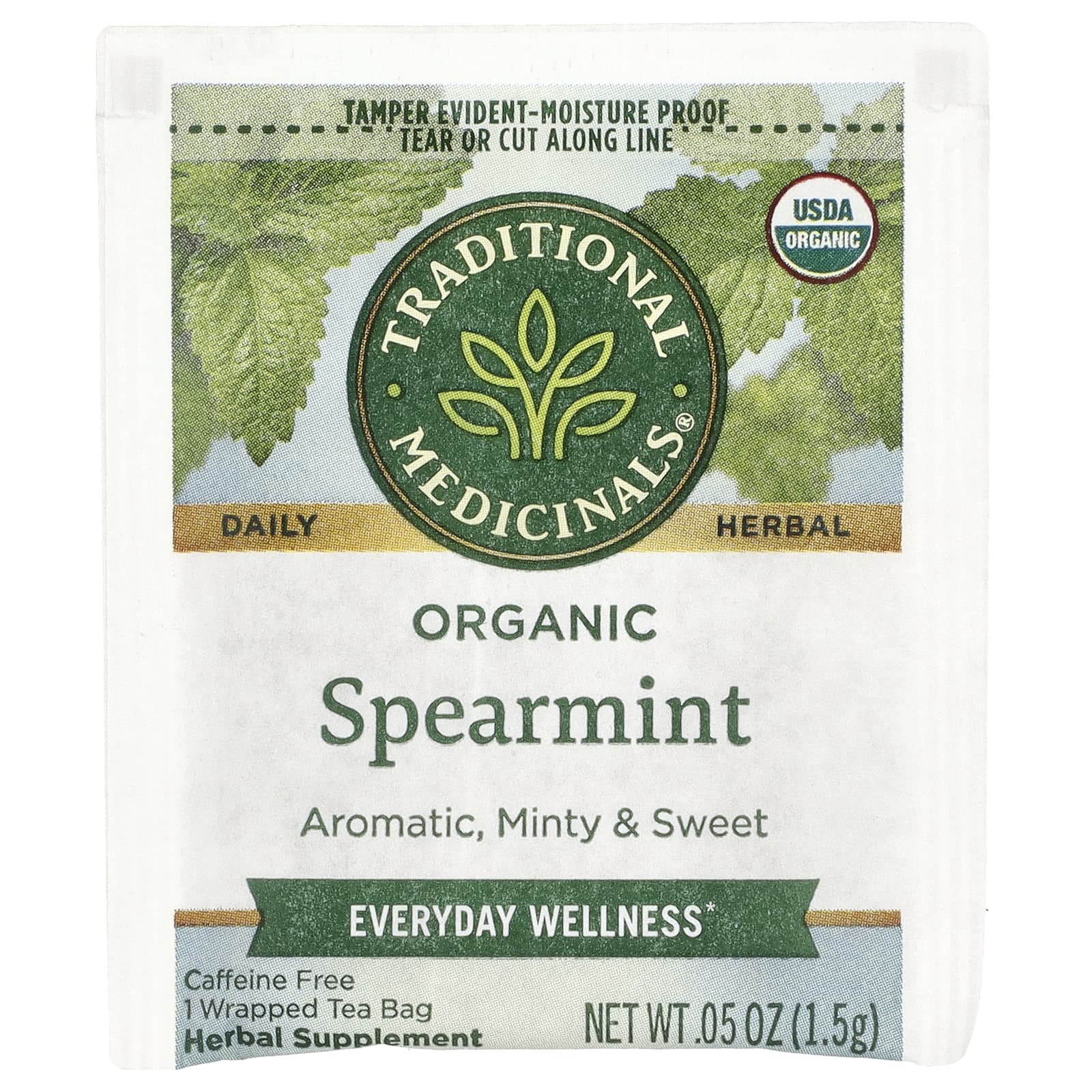 Traditional Medicinals, Органическая мята, без кофеина, 48 чайных пакетиков, 72 г (2,53 унции)