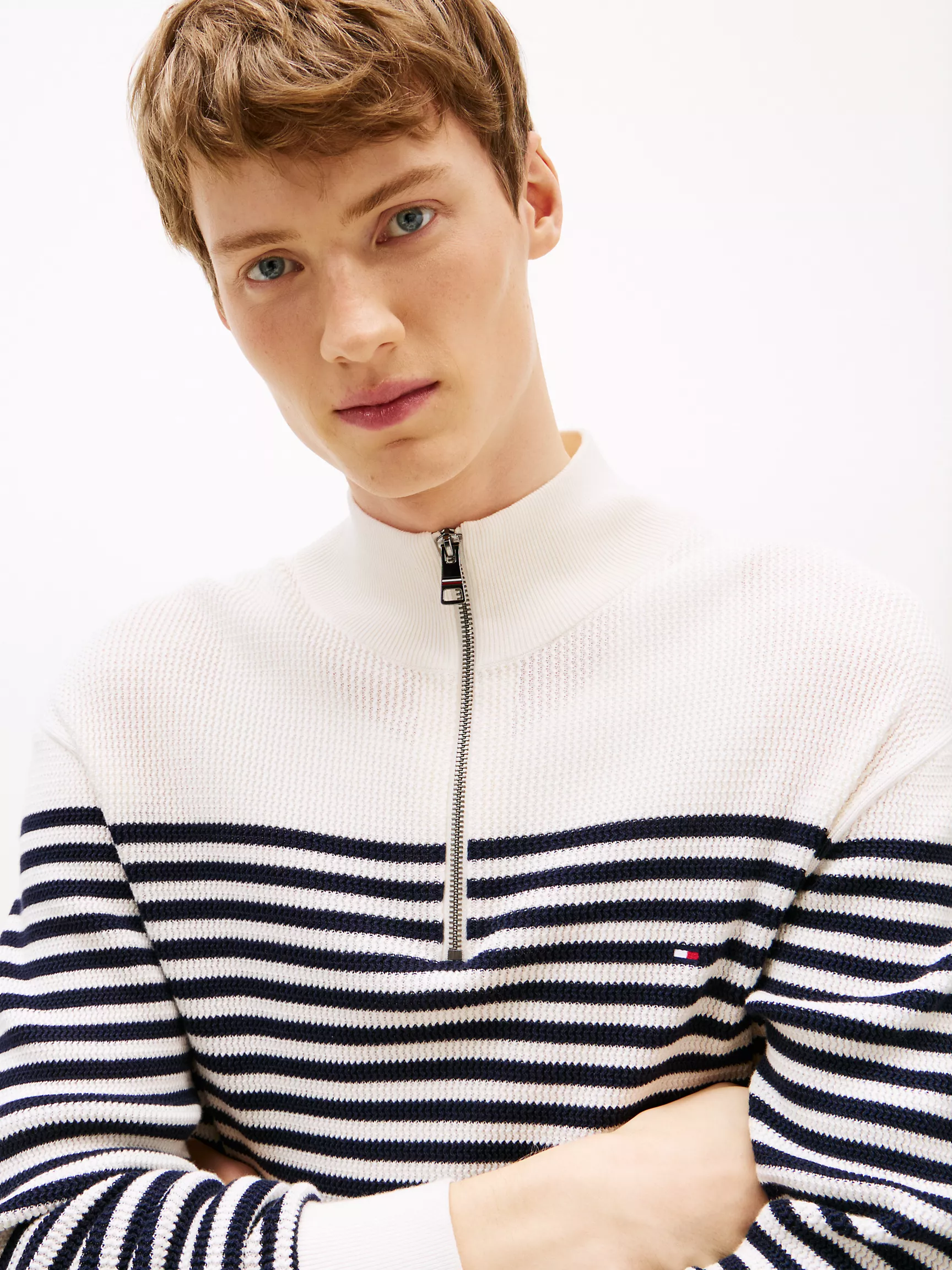 Мужской свитер Tommy Hilfiger, Широкоребристый свитер на четвертной молнии