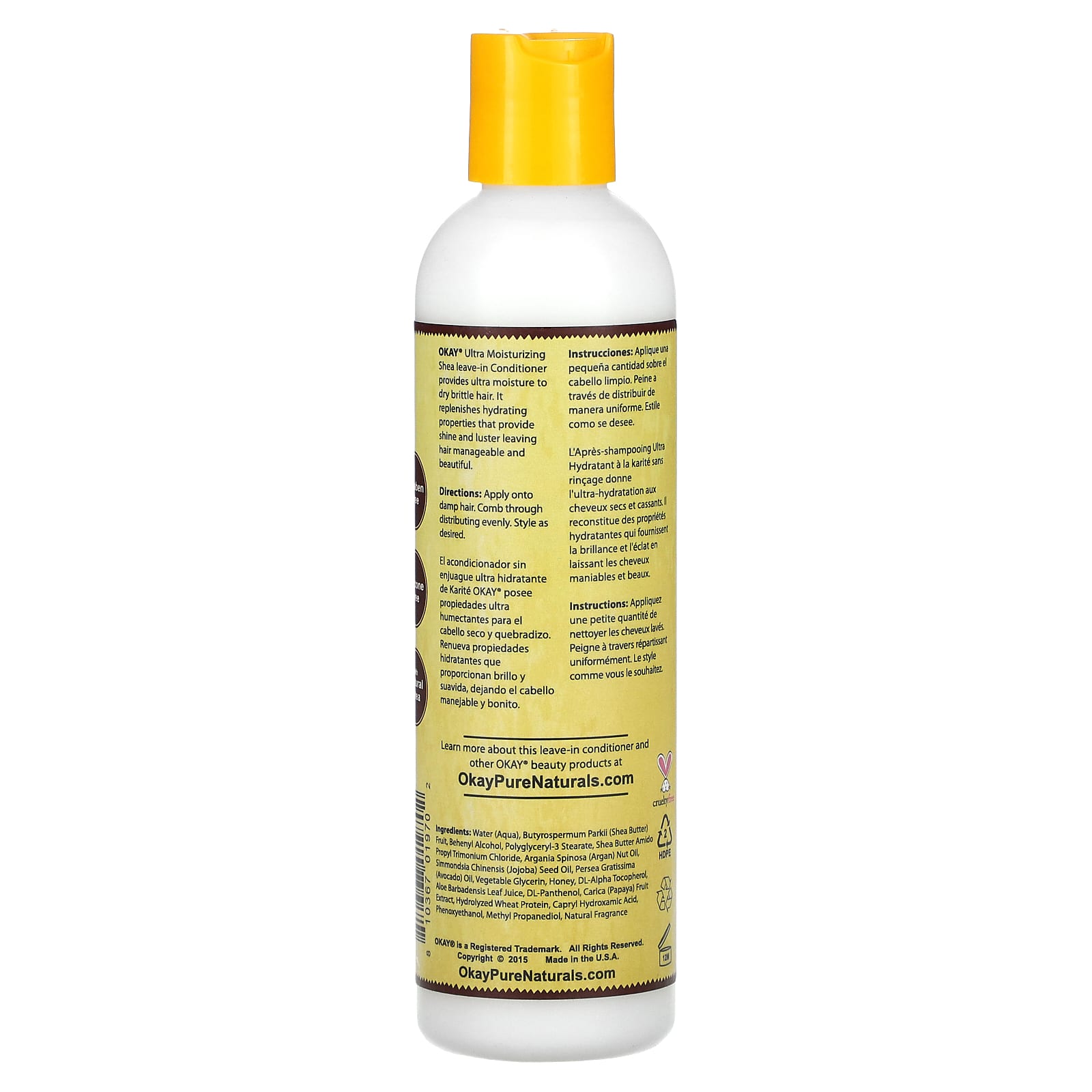 Okay Pure Naturals, Ультраувлажняющий несмываемый кондиционер, масло ши, 237 мл (8 жидк. Унций)