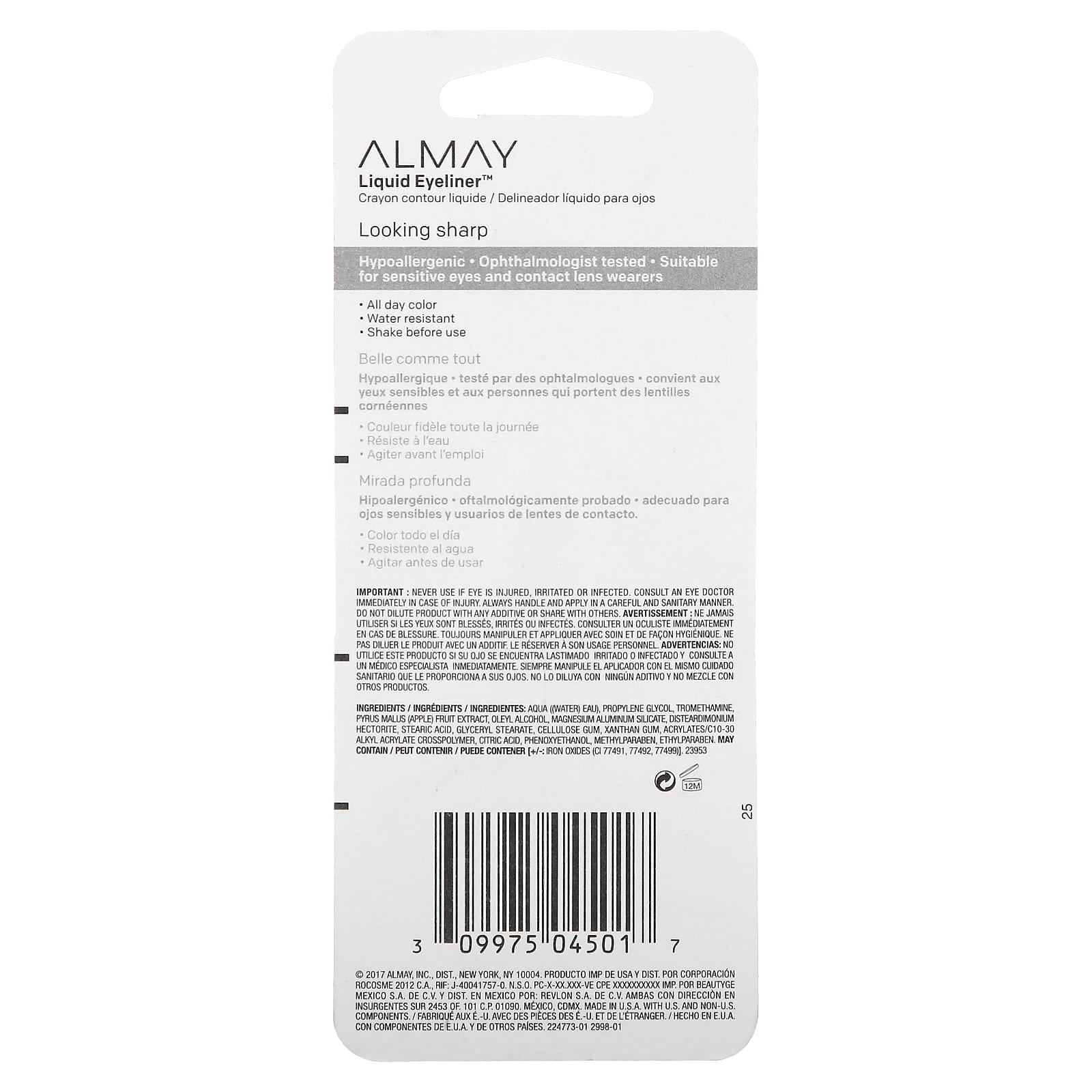 Almay, жидкая подводка для глаз, 221, черный, 2,9 мл (0,1 жидк. унции)