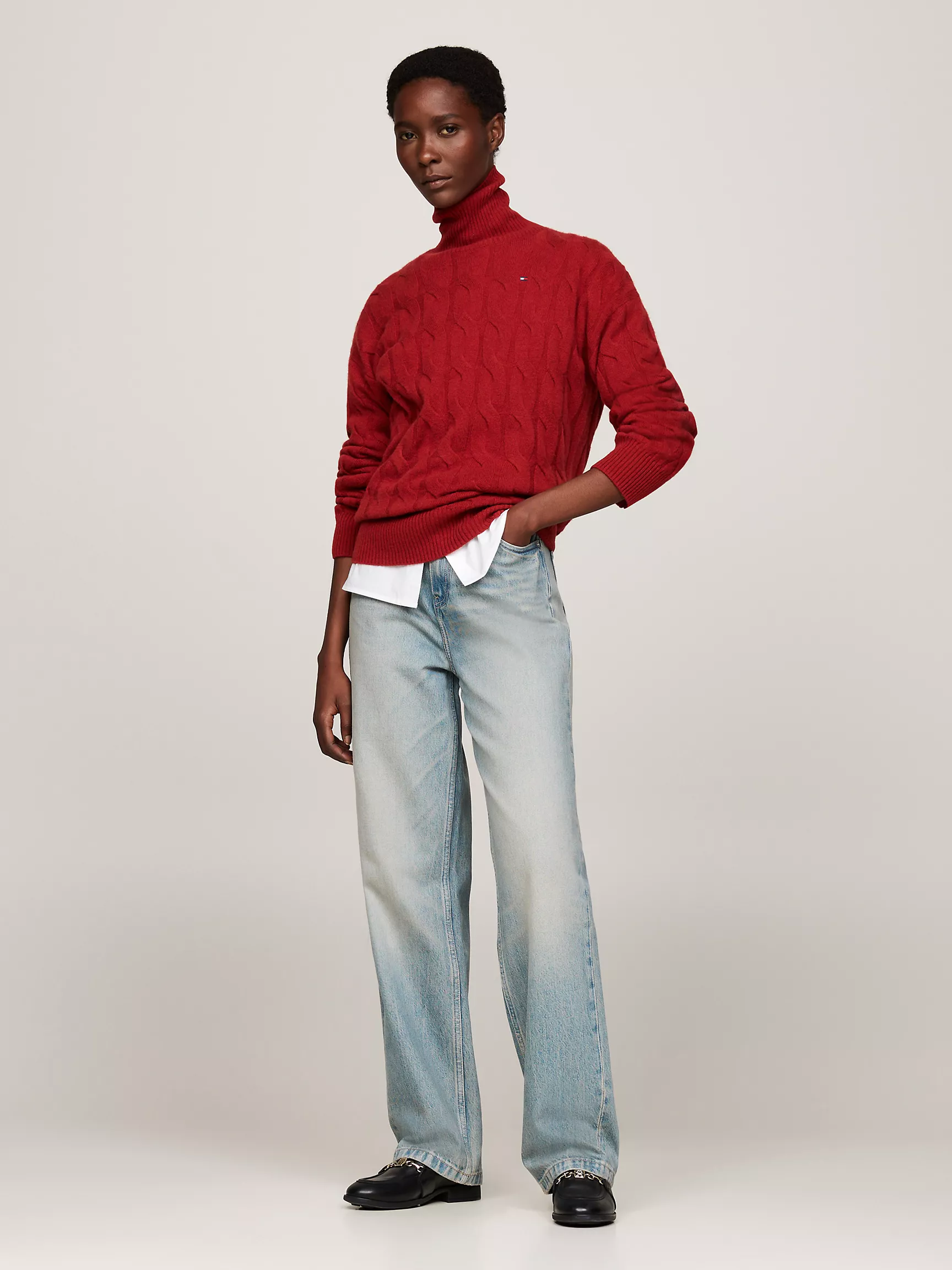 Женский свитер Tommy Hilfiger, Свободный шерстяной свитер с высоким воротником