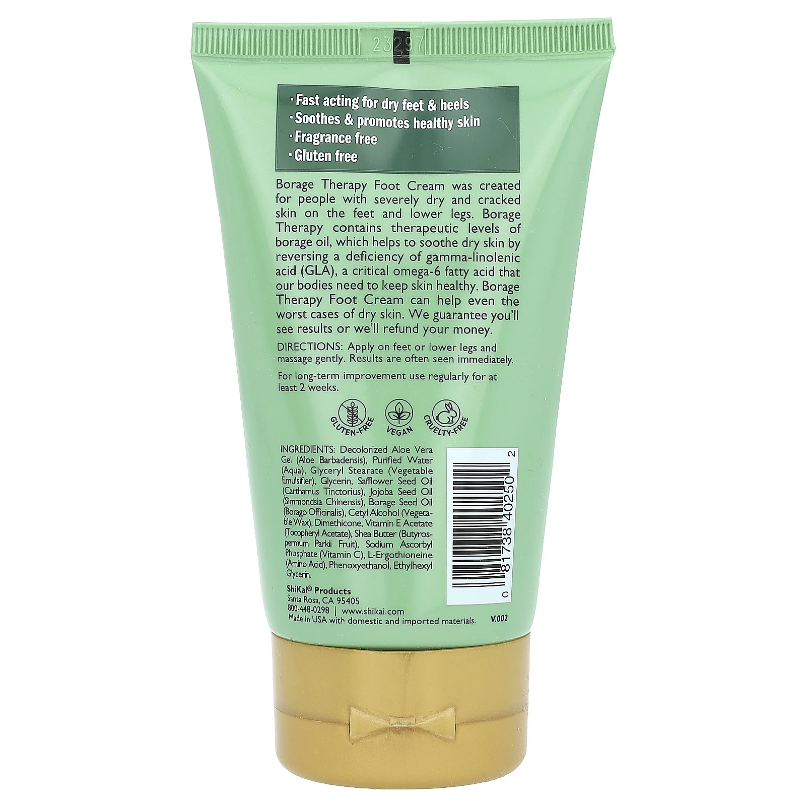 Shikai, Borage Therapy, крем для ног, без отдушки, 125 мл (4,2 жидк. унции)