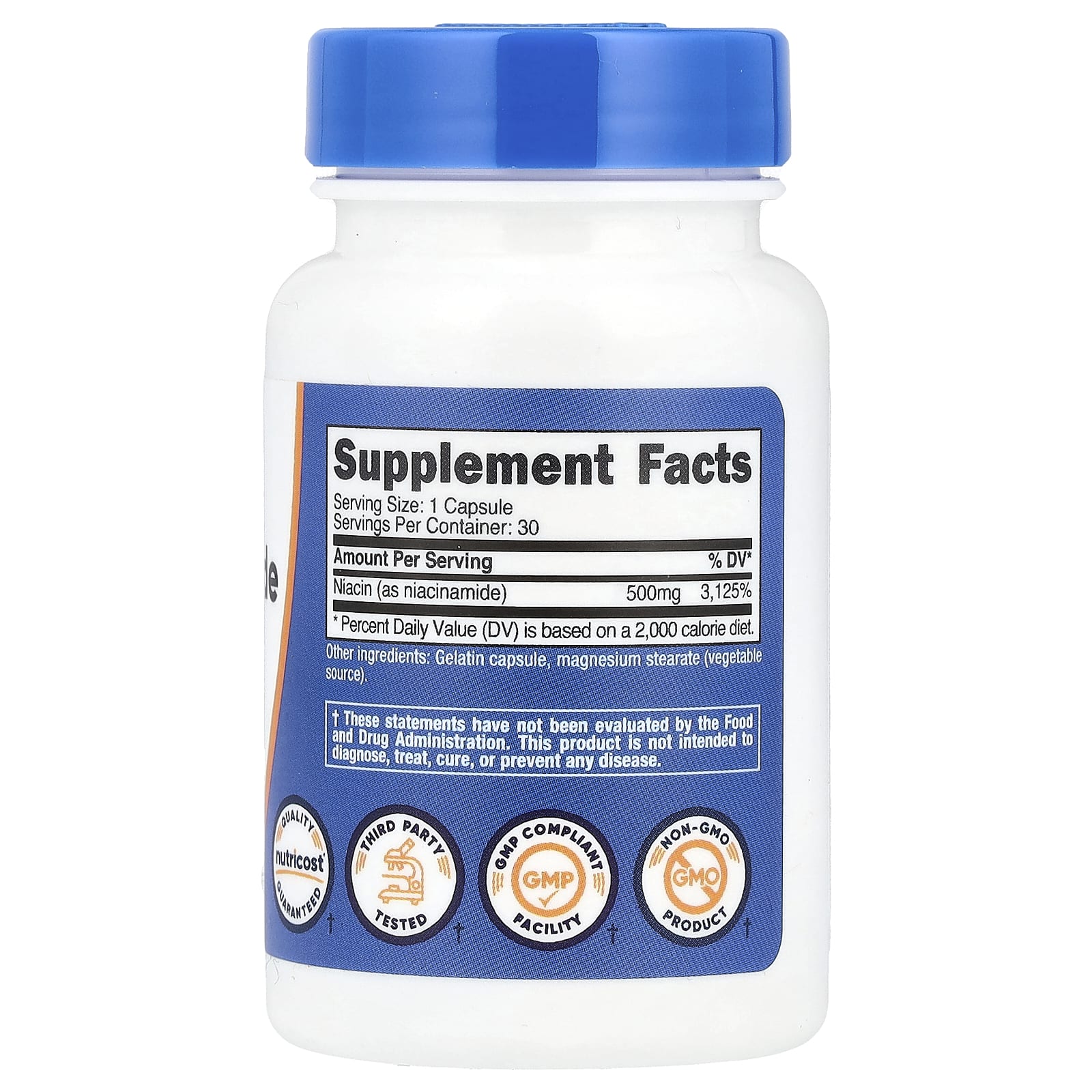 Nutricost, Ниацинамид, 500 мг, 30 капсул