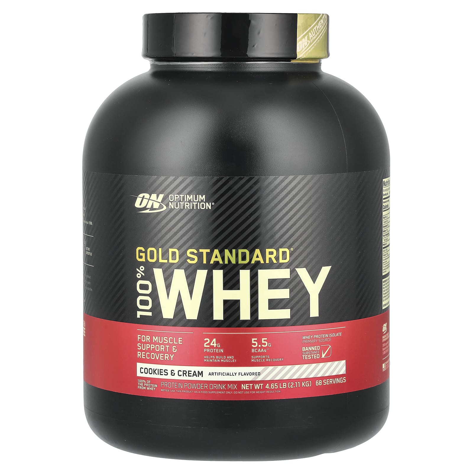 Optimum Nutrition, Gold Standard 100% Whey, сыворотка со вкусом печенья со сливками, 2,1 кг (4,63 фунта)
