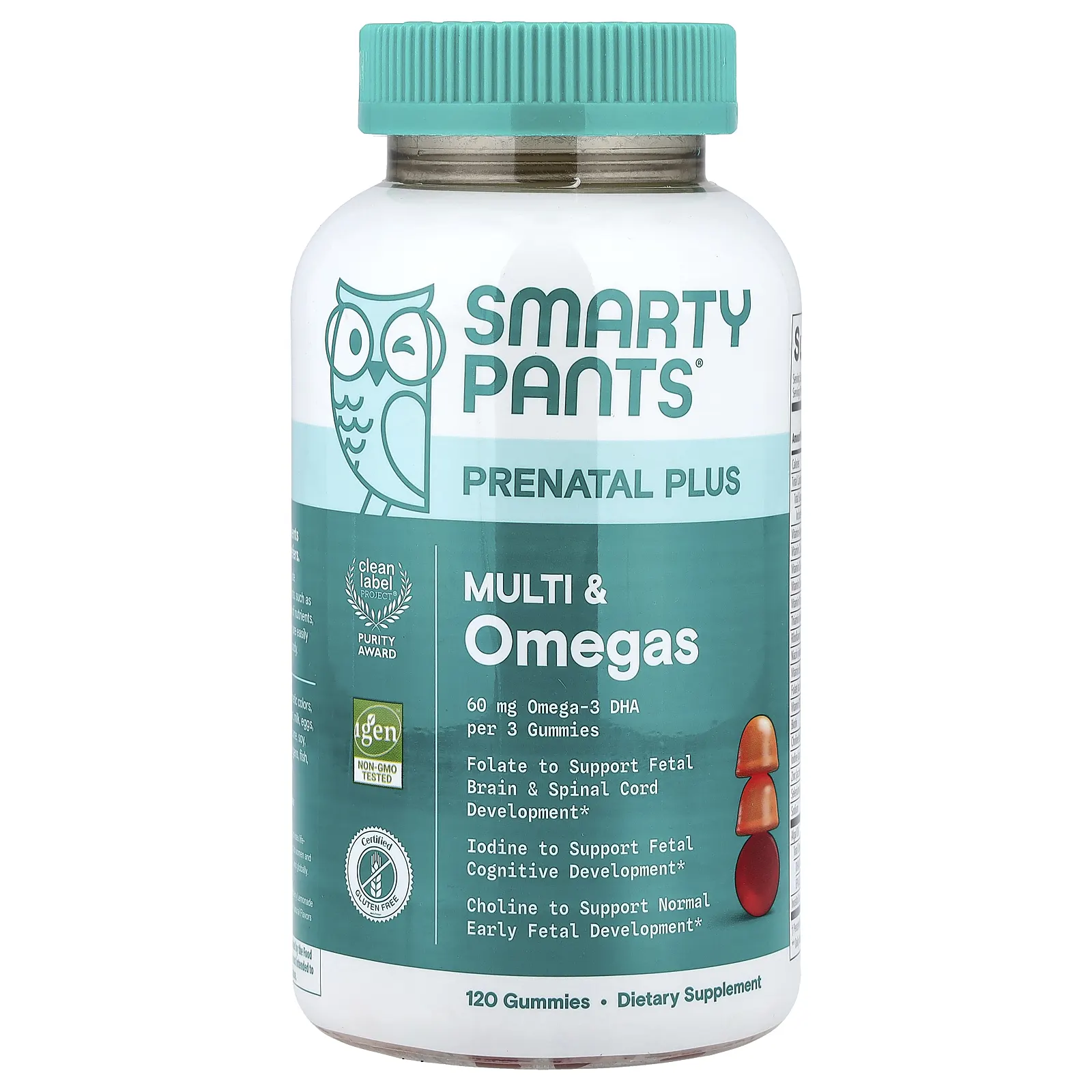 SmartyPants, Prenatal Plus, жевательные мультивитамины и омега, со вкусом апельсина и клубники, 120 жевательных таблеток