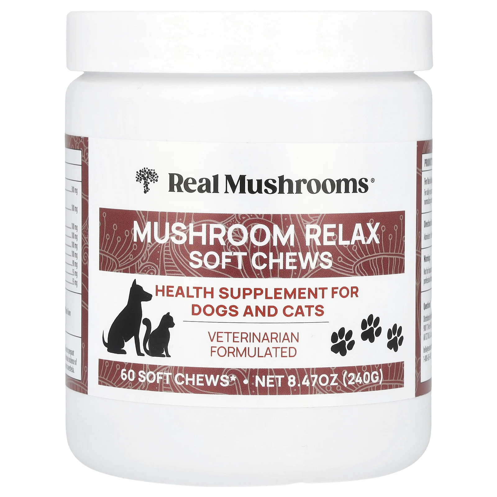 Real Mushrooms, Mushroom Relax, жевательные таблетки, 60 жевательных таблеток, 240 г