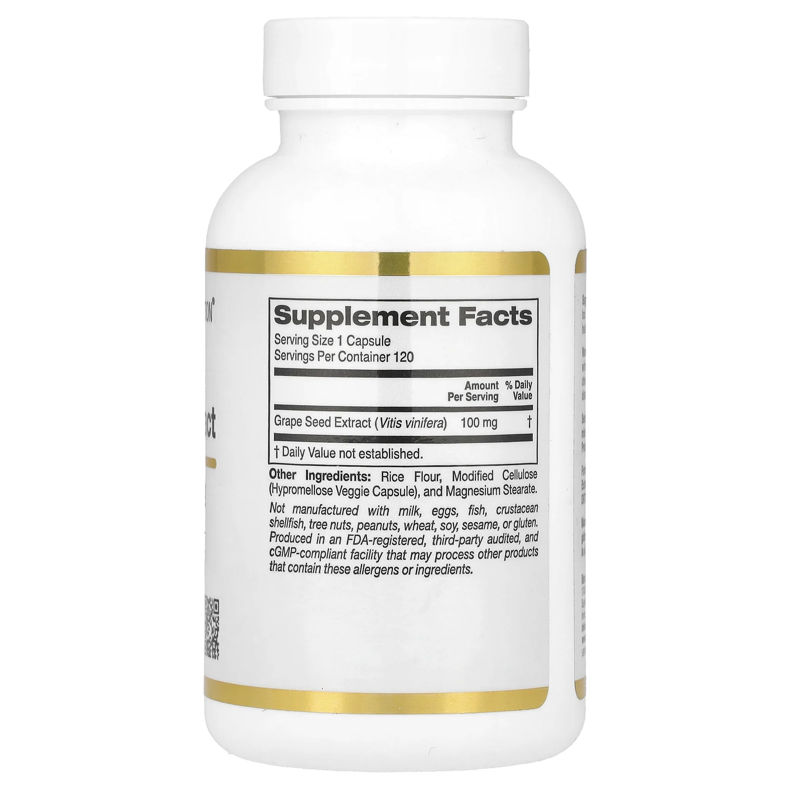 California Gold Nutrition, VitaFlavan, экстракт косточек французского винограда, полифенольный антиоксидант, 100 мг, 120 растительных капсул