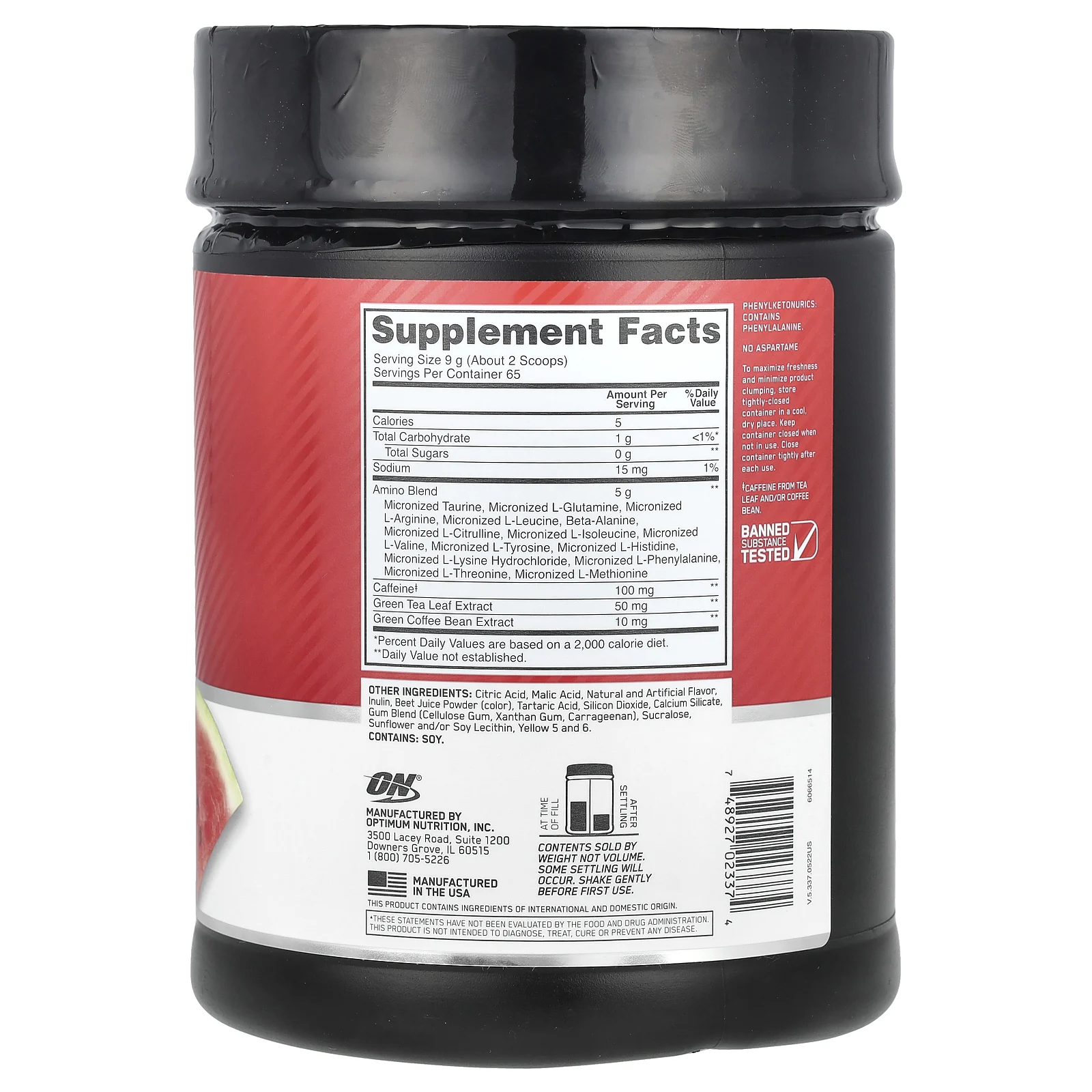 Optimum Nutrition, Essential Amin.O. Energy, фруктовая смесь, 585 г (1,29 фунта)