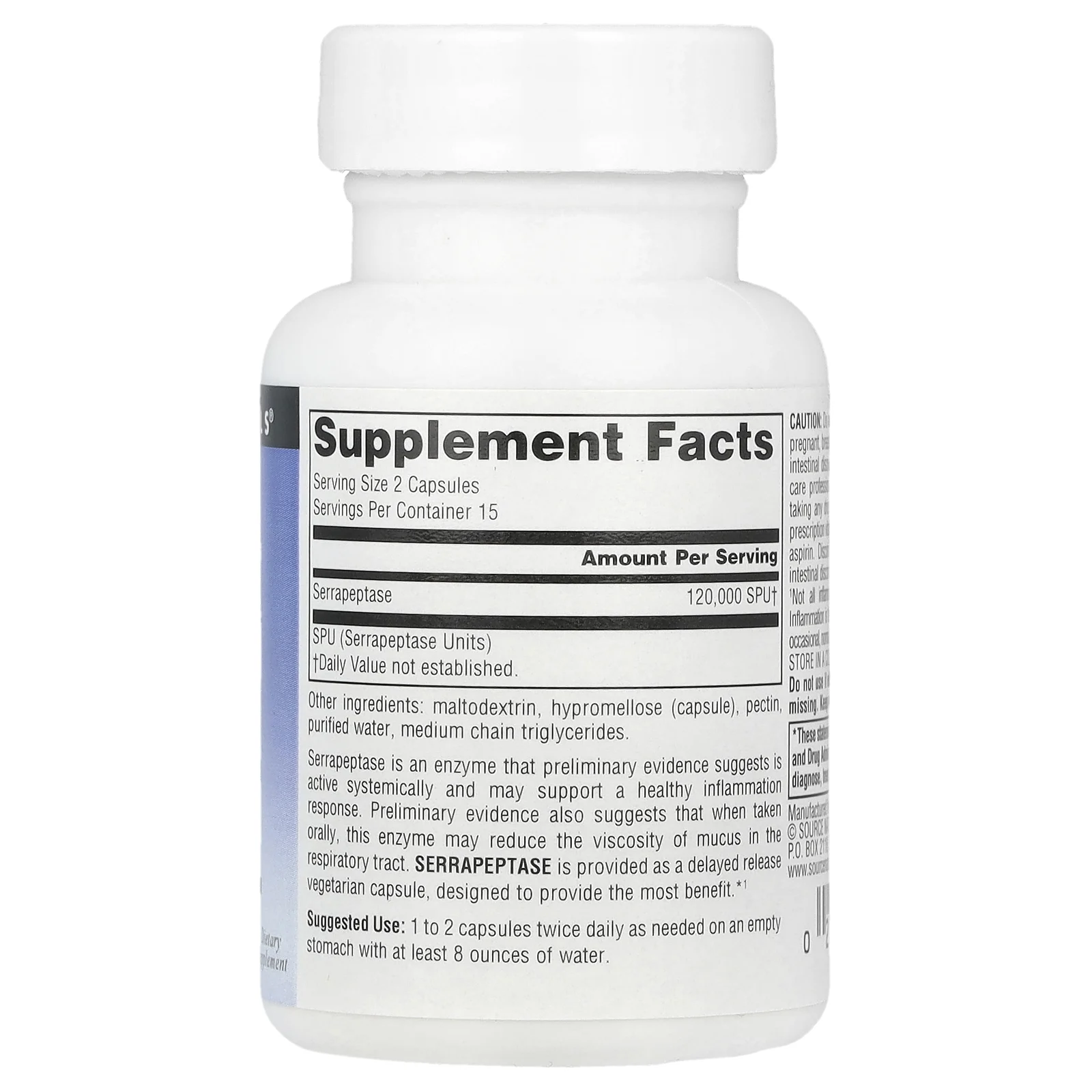 Source Naturals, Серрапептаза, 30 капсул