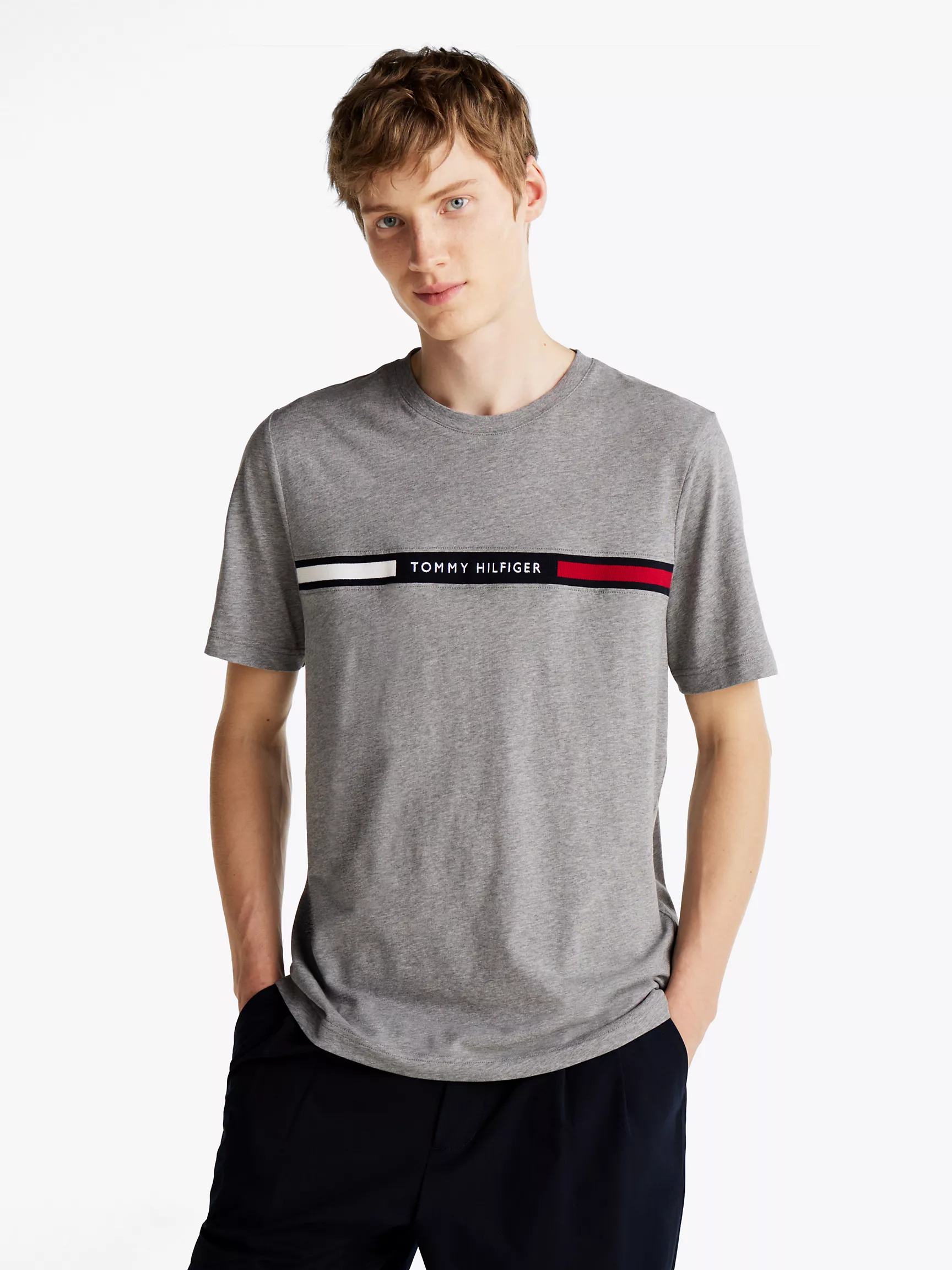 Мужская футболка Tommy Hilfiger, Футболка Tommy с ребристой вставкой и логотипом