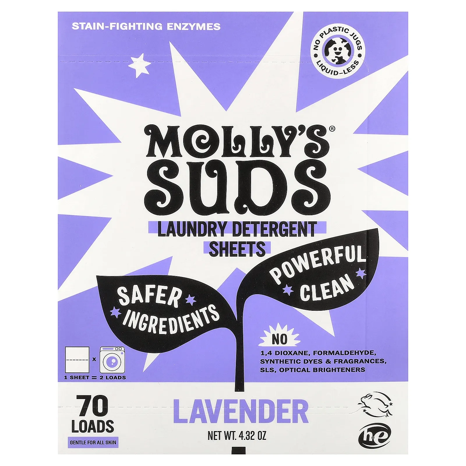 Molly's Suds, моющее средство для стирки, лаванда, 35 шт.