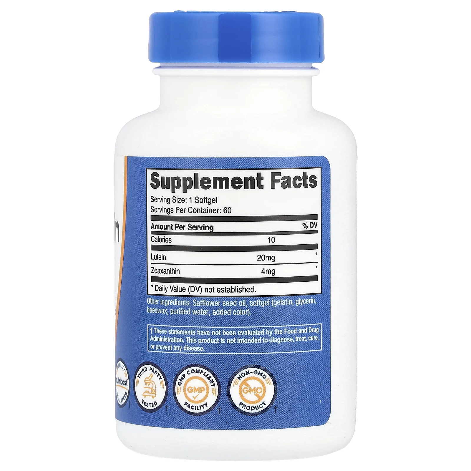 Nutricost, Зеаксантин с лютеином, 60 капсул