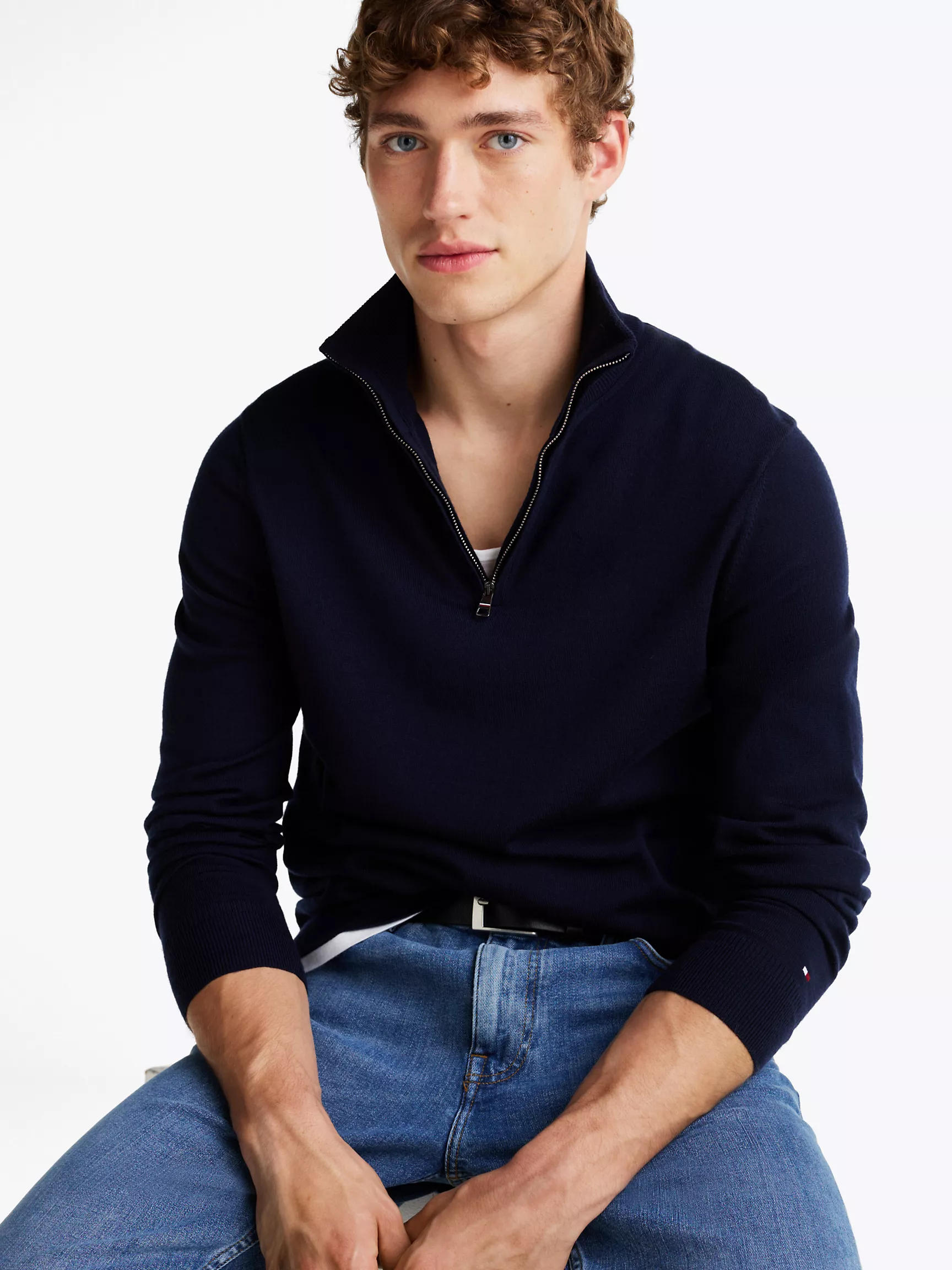 Мужской свитер Tommy Hilfiger, Шерстяной свитер на четвертной молнии