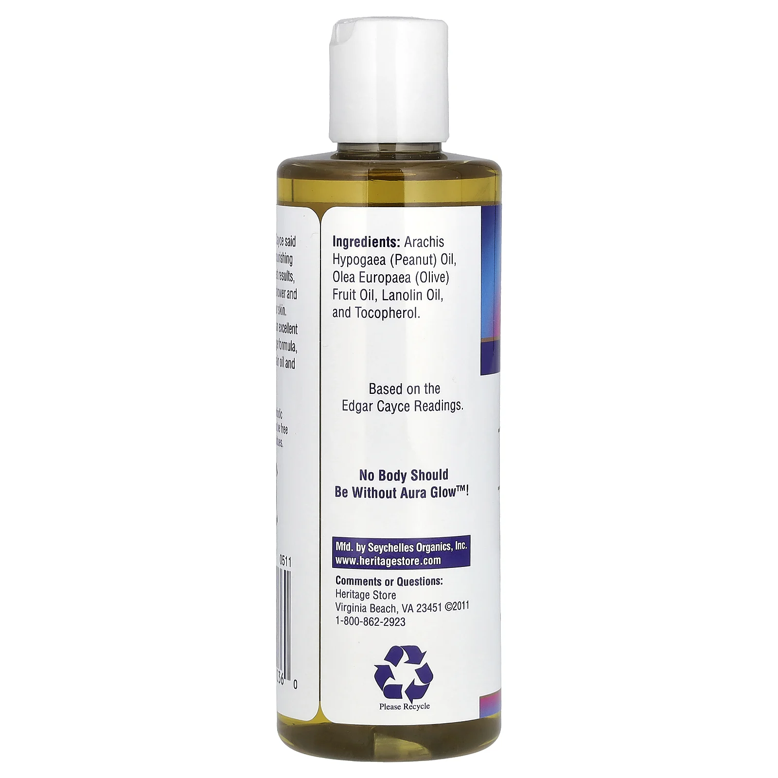 Heritage Store, Aura Glow, масло для тела и массажа, без запаха, 240 мл (8 жидк. унций)