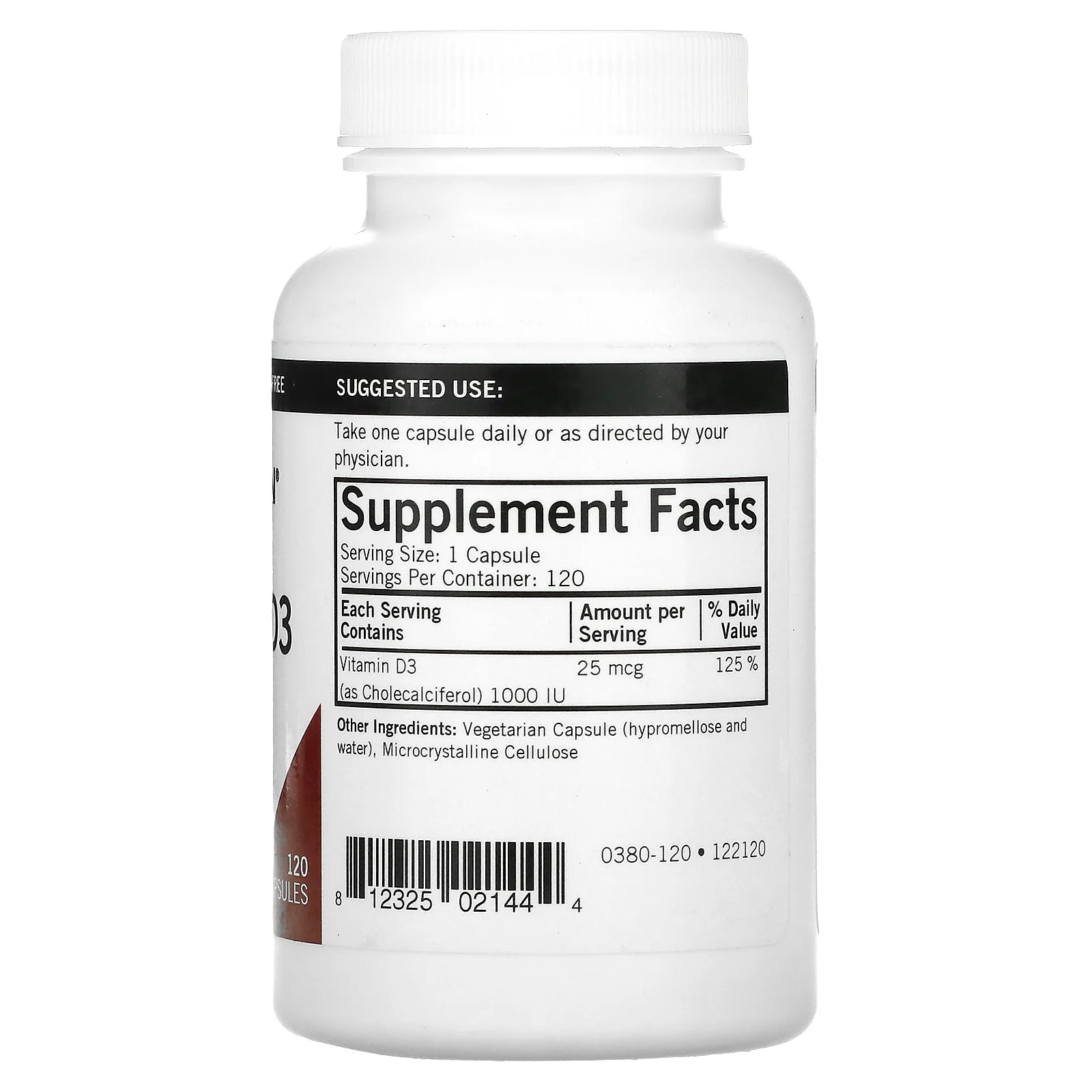 Kirkman Labs, Витамин D3, 25 мкг (1000 МЕ), 120 капсул