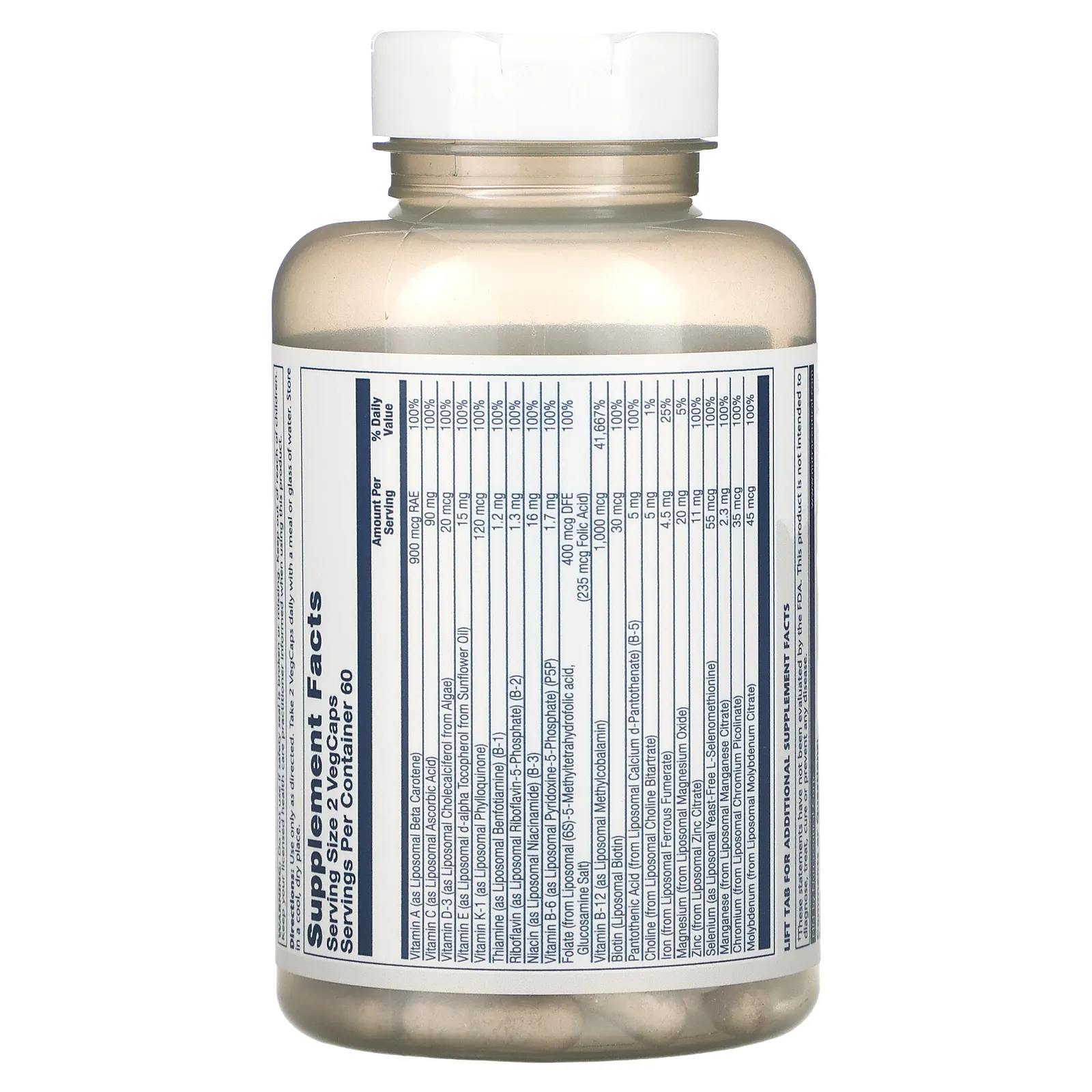 Solaray, Высокоэффективные липосомальные мультивитамины для женщин старше 50 лет, 120 растительных капсул