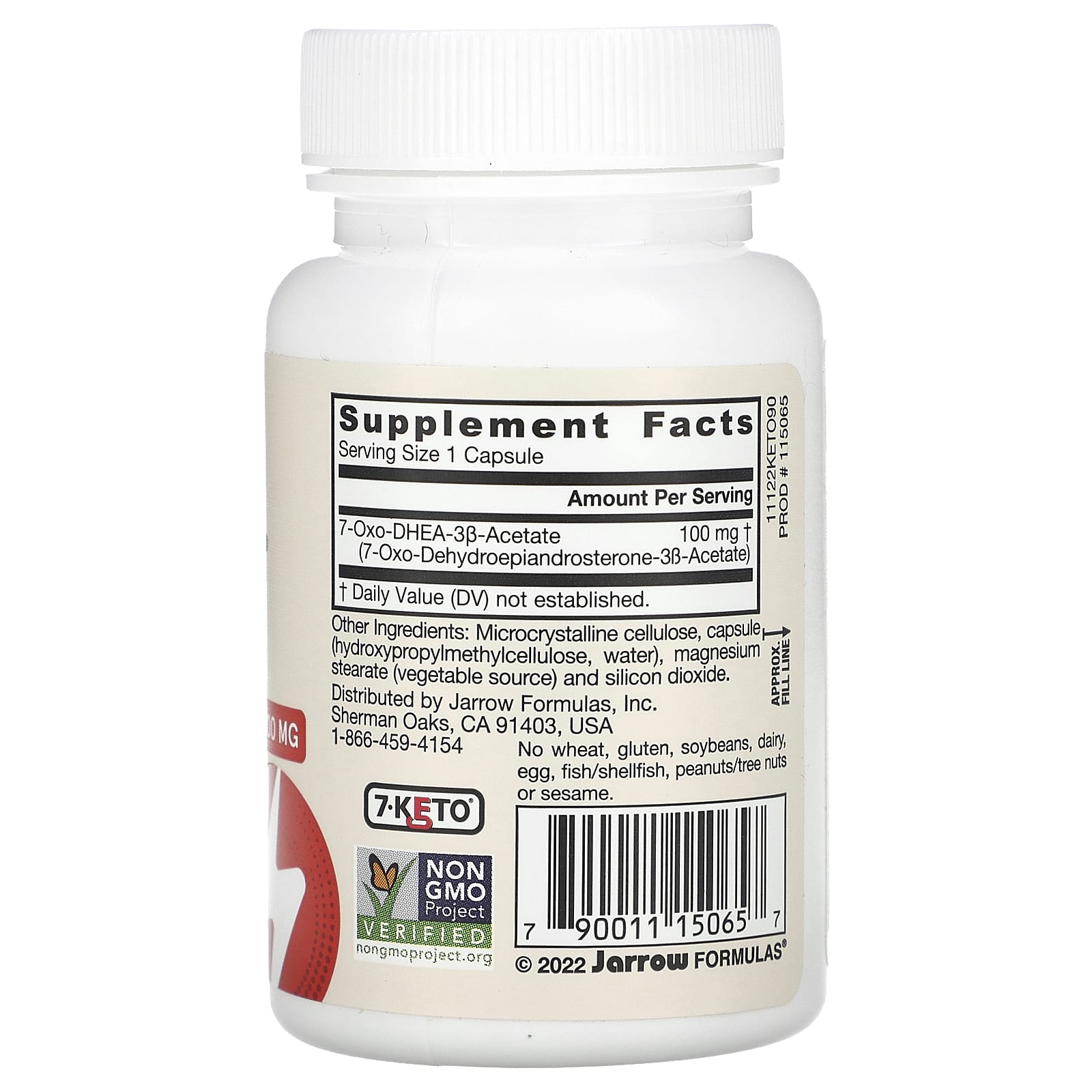 Jarrow Formulas, 7-Keto, ДГЭА, 100 мг, 90 вегетарианских капсул