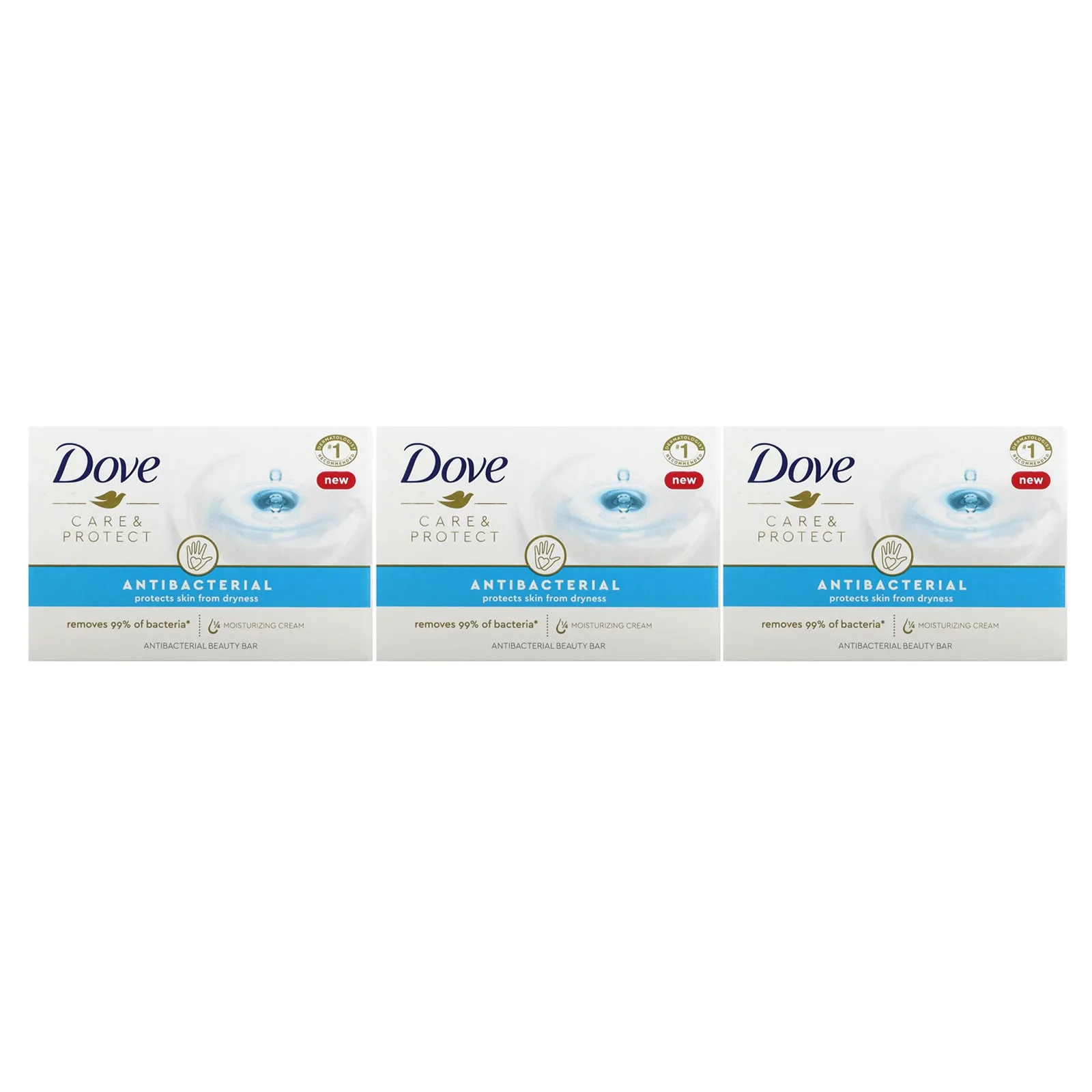 Dove, Care & Protect, антибактериальное косметическое мыло, 3 шт. по 90 г (3,17 унции)