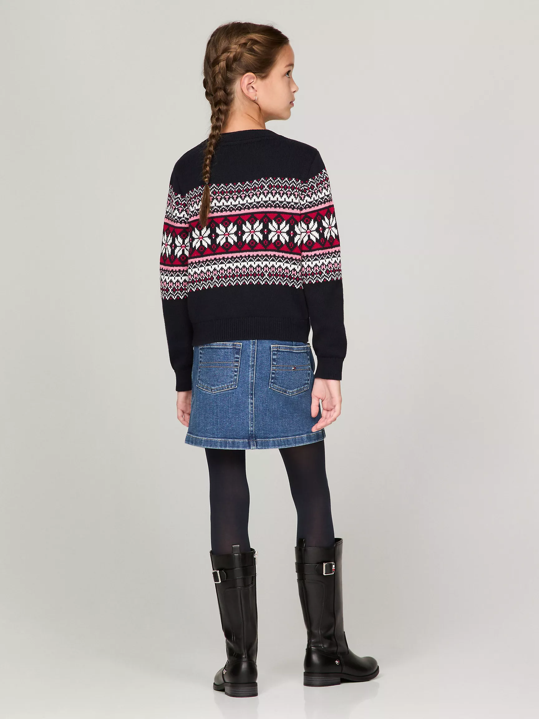 Свитер для девочки Tommy Hilfiger, Детский свитер с круглым вырезом и узором Fair Isle