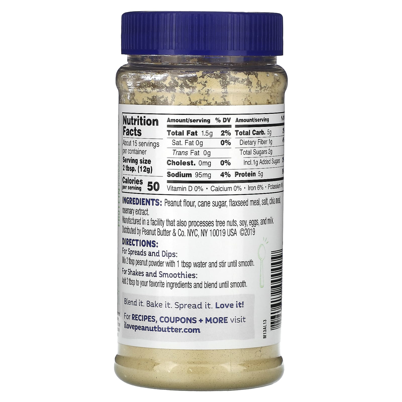 Peanut Butter & Co., Арахисовый порошок, лен и чиа, 184 г (6,5 унции)