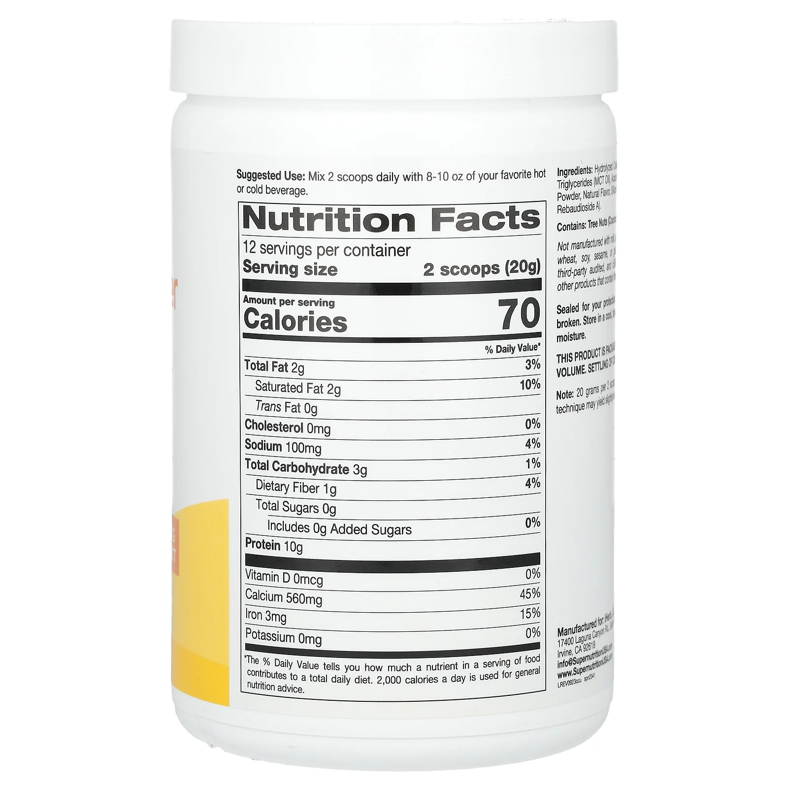 Super Nutrition, коллагеновые сливки, с ванильным вкусом, 240 г (8,46 унции)