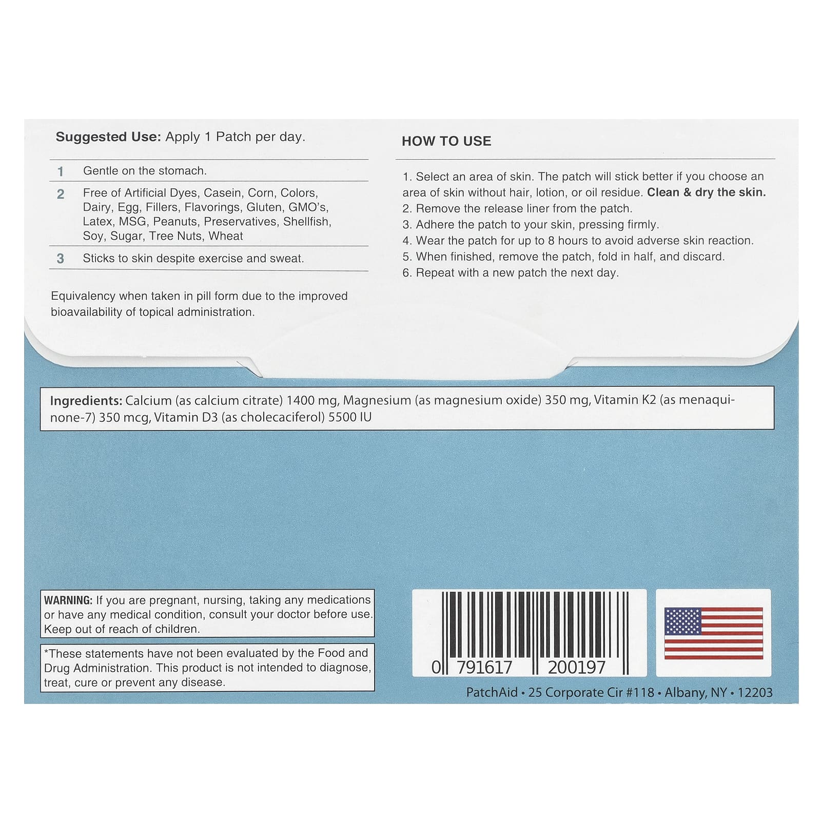 PatchAid, Патчи с витамином D3 и кальцием, 30 шт.