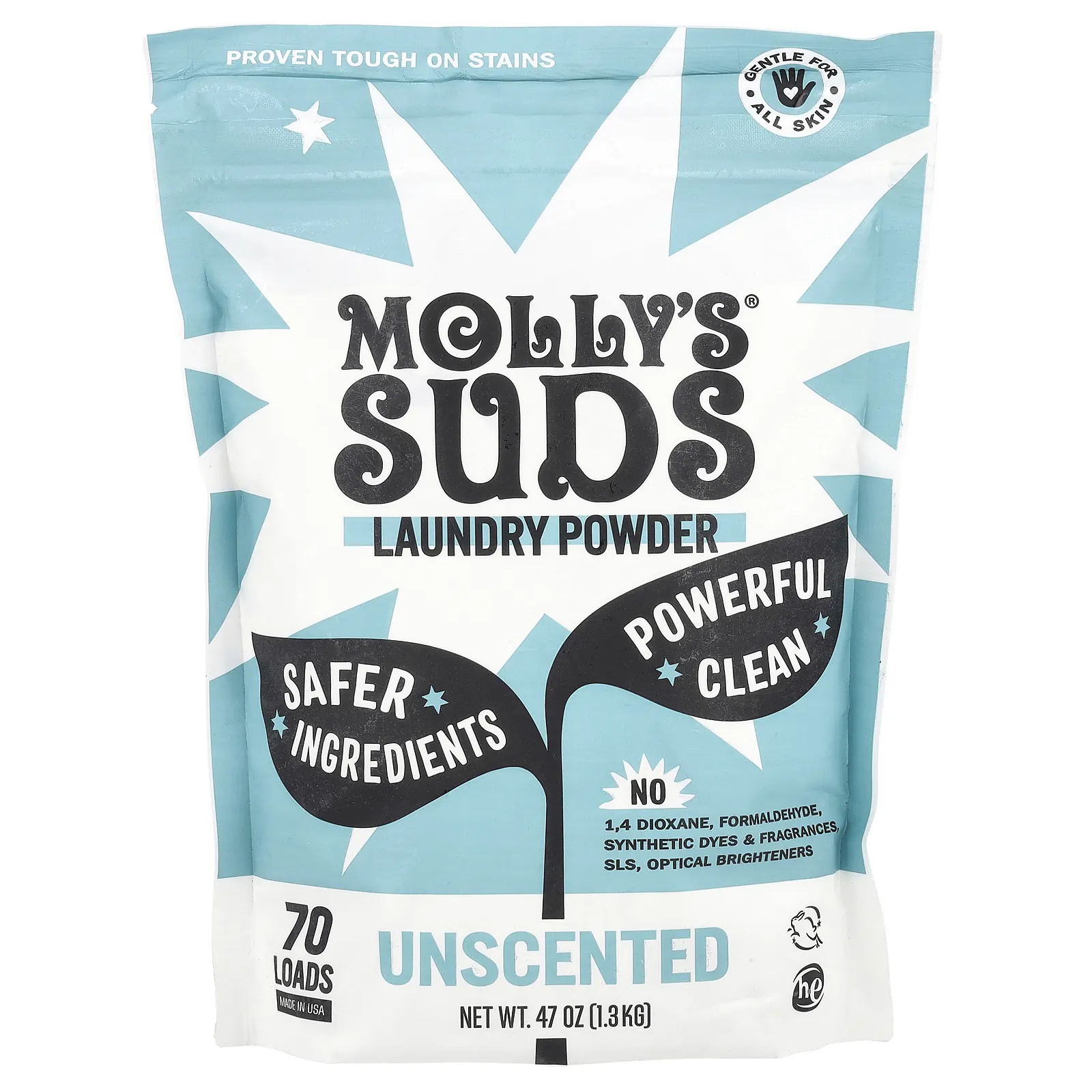 Molly's Suds, ультраконцентрированный стиральный порошок, без запаха, 1,33 кг (47 унций)