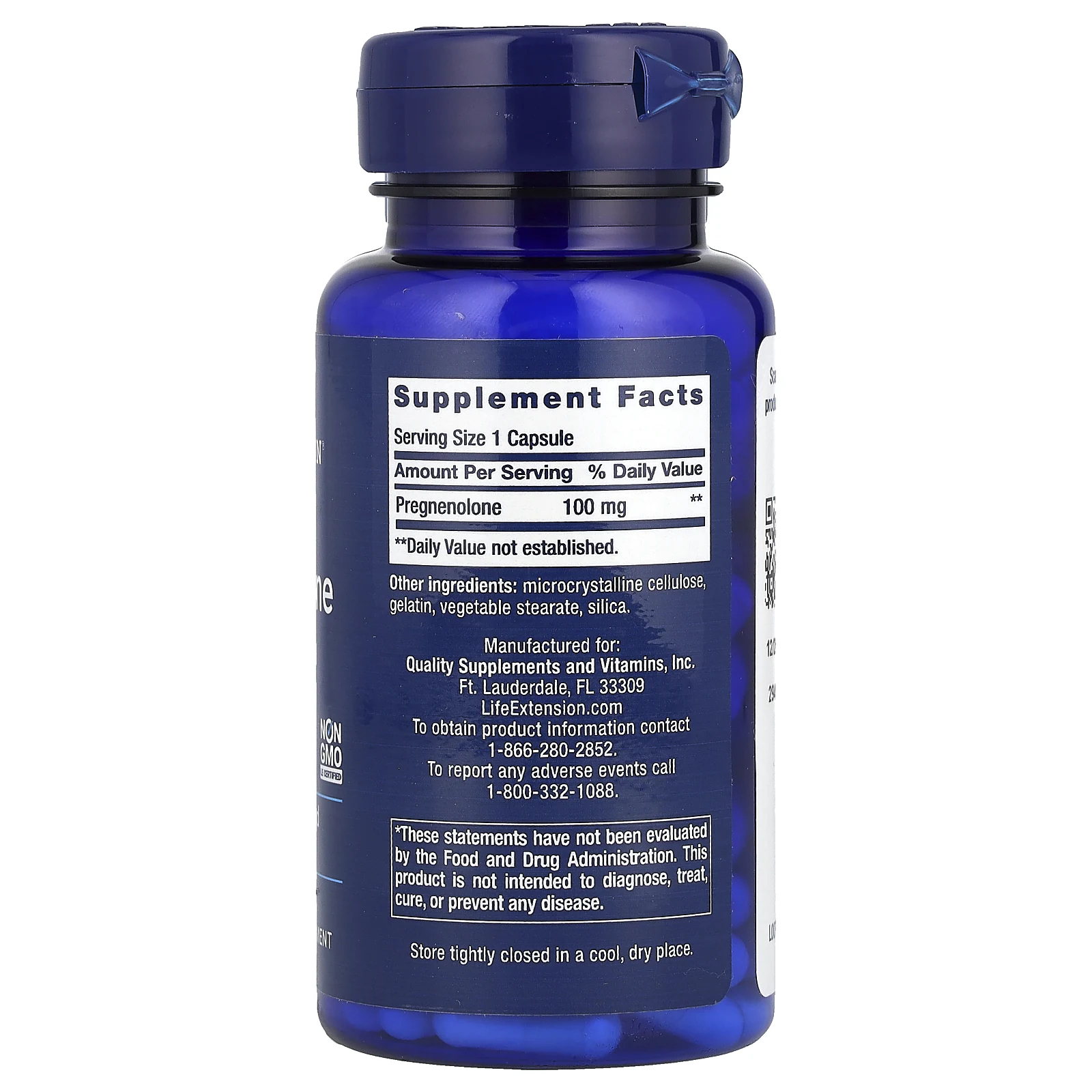 Life Extension, прегненолон, 100 мг, 100 капсул