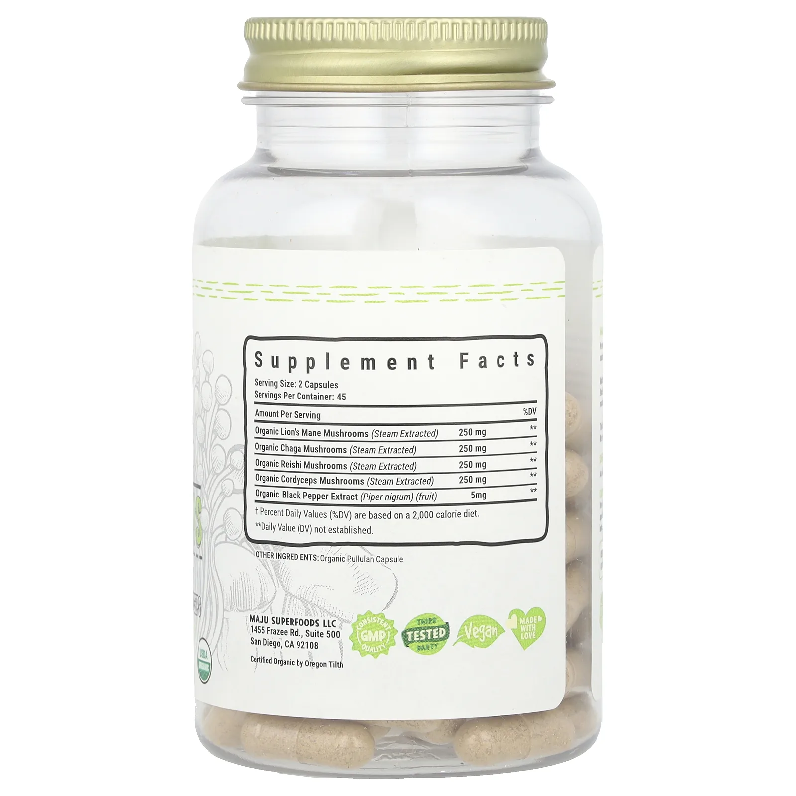 Maju Superfoods, Mental Mushrooms, 90 капсул