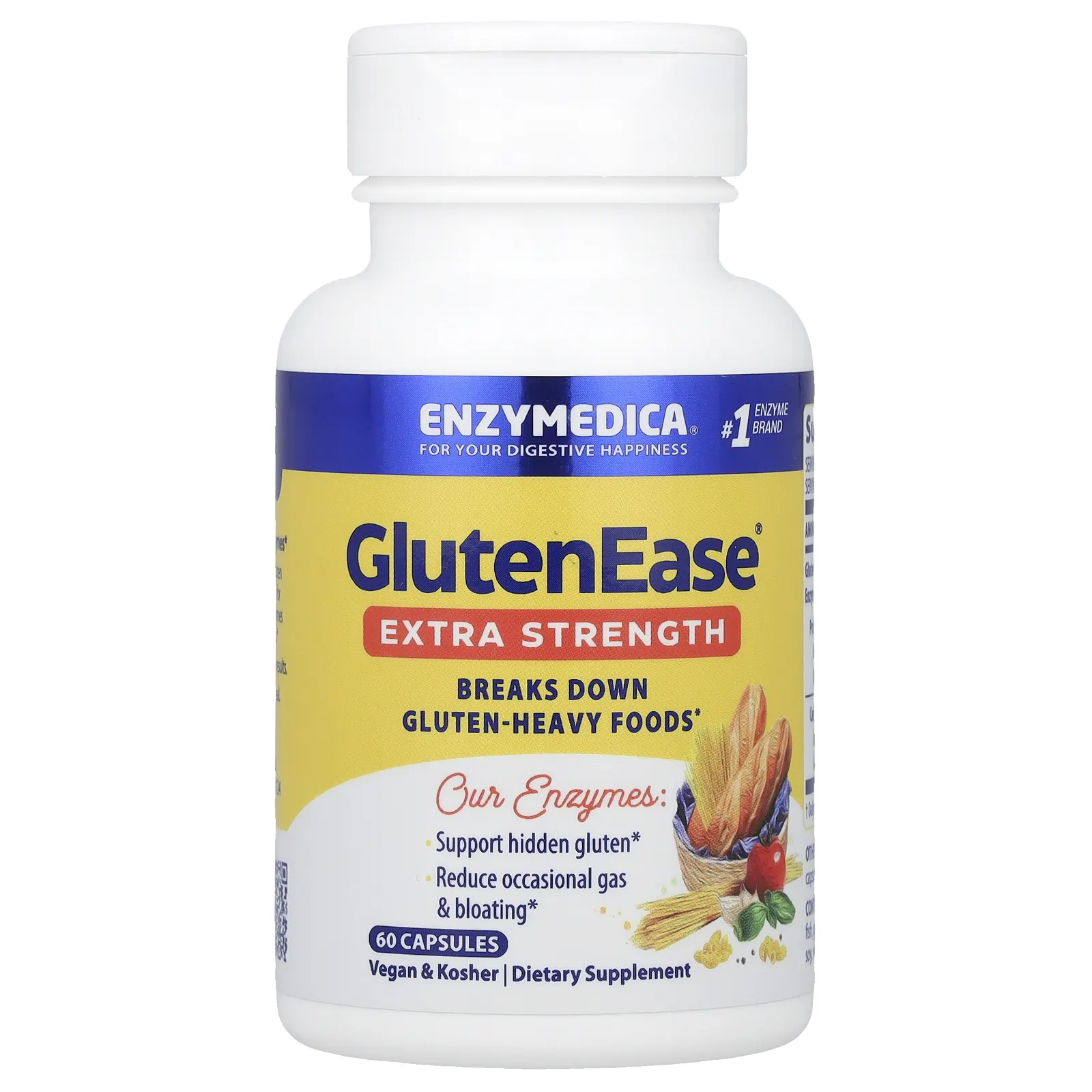 Enzymedica, GlutenEase, Extra Strength, 60 капсул