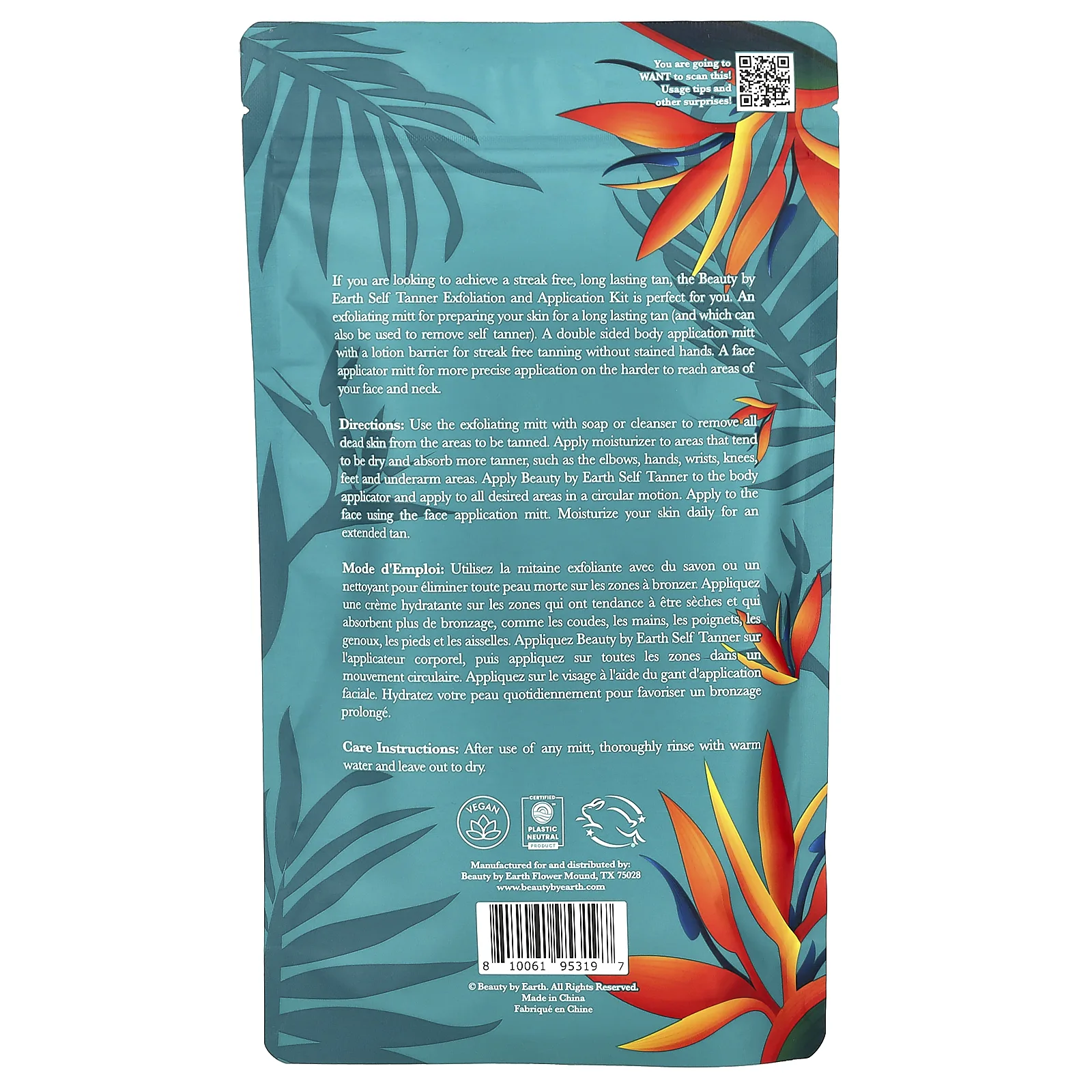 Beauty By Earth, набор для отшелушивания и нанесения автозагара, набор из 3 предметов