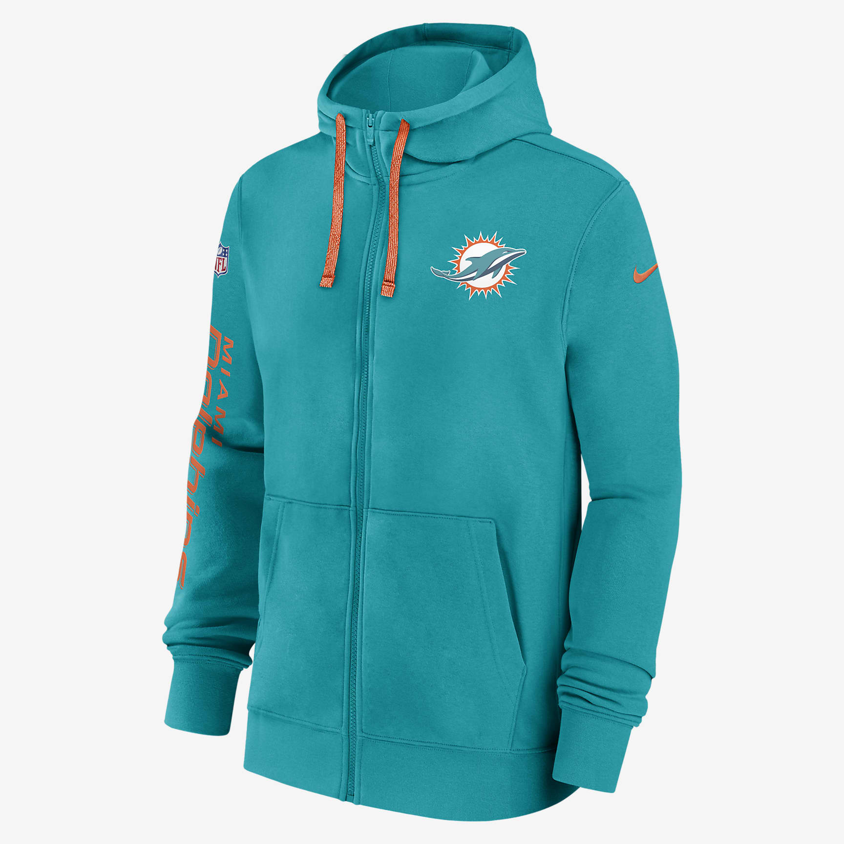 Miami Dolphins Sideline Team Issue Club Men's Nike Full Zip Hoodie