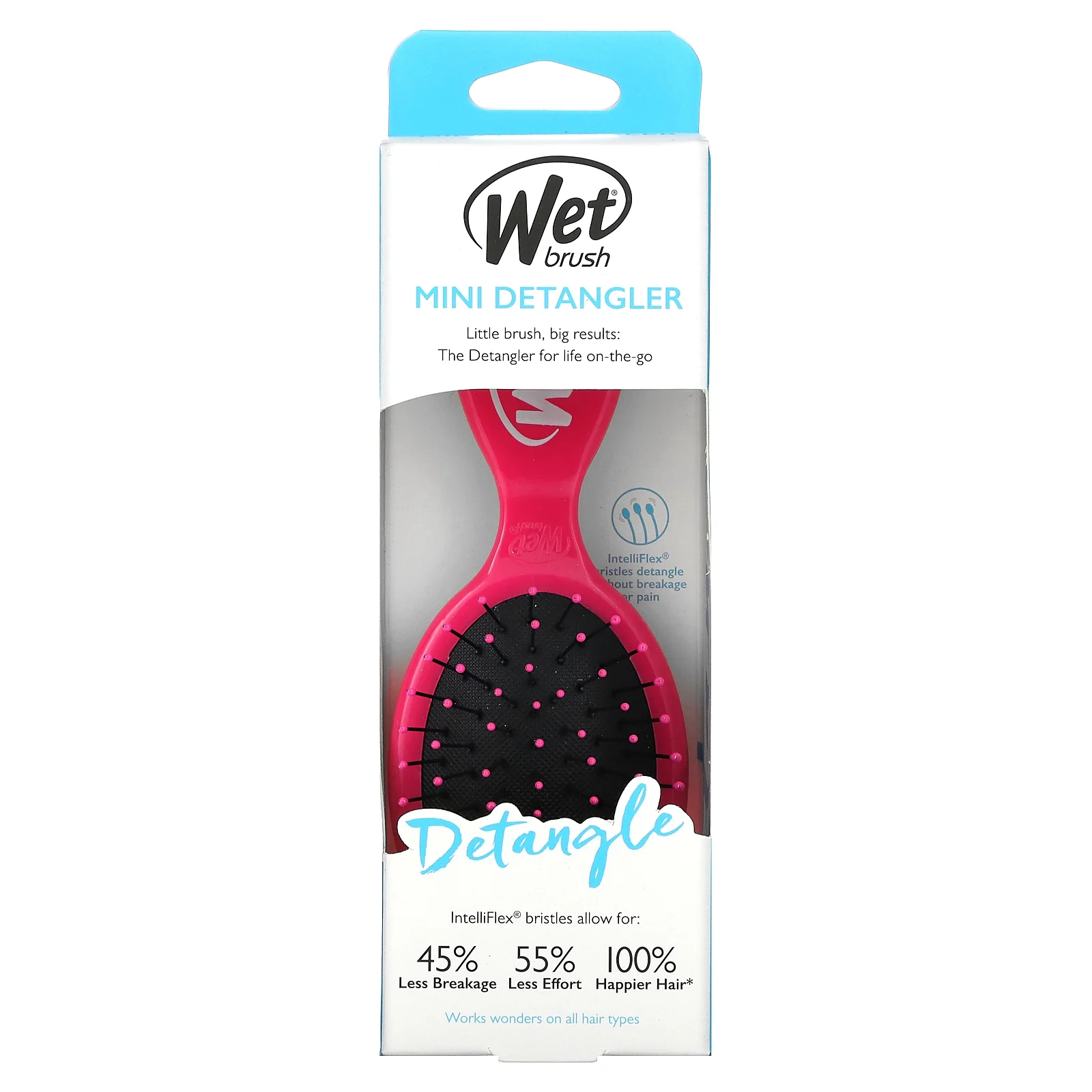 Wet Brush, мини-расческа для облегчения расчесывания, розовая, 1 шт.