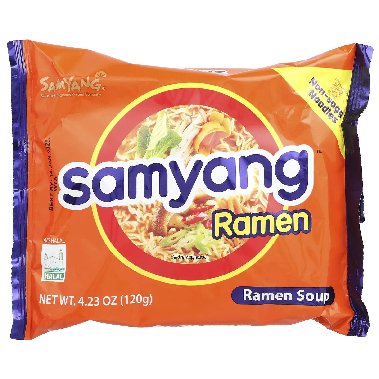 Samyang, Суп рамен, 4 упаковки по 120 г (4,23 унции)